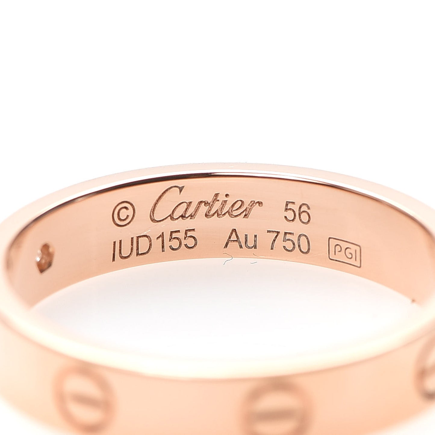 18K Pink Gold Diamond LOVE Wedding Band Ring 56 7.5