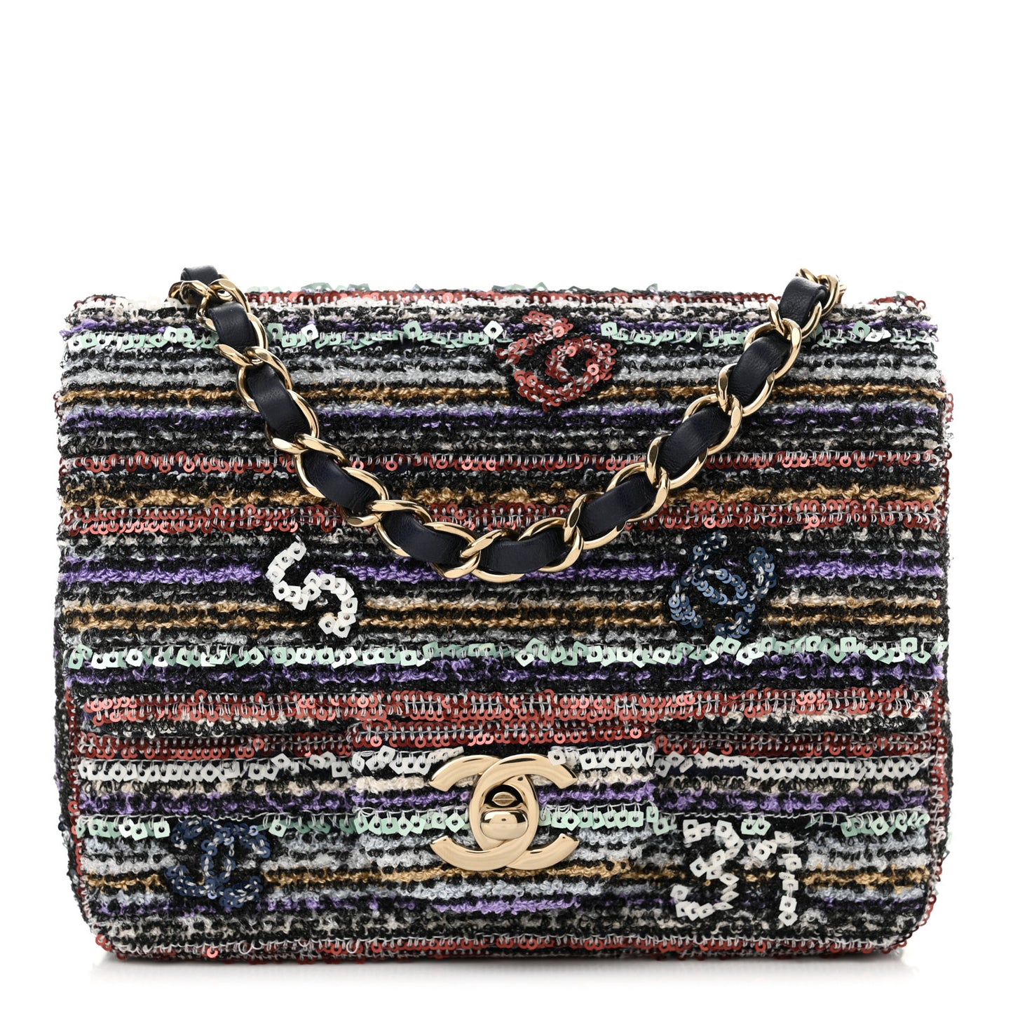 Mixed Fibers Sequin Quilted Mini Flap Multicolor