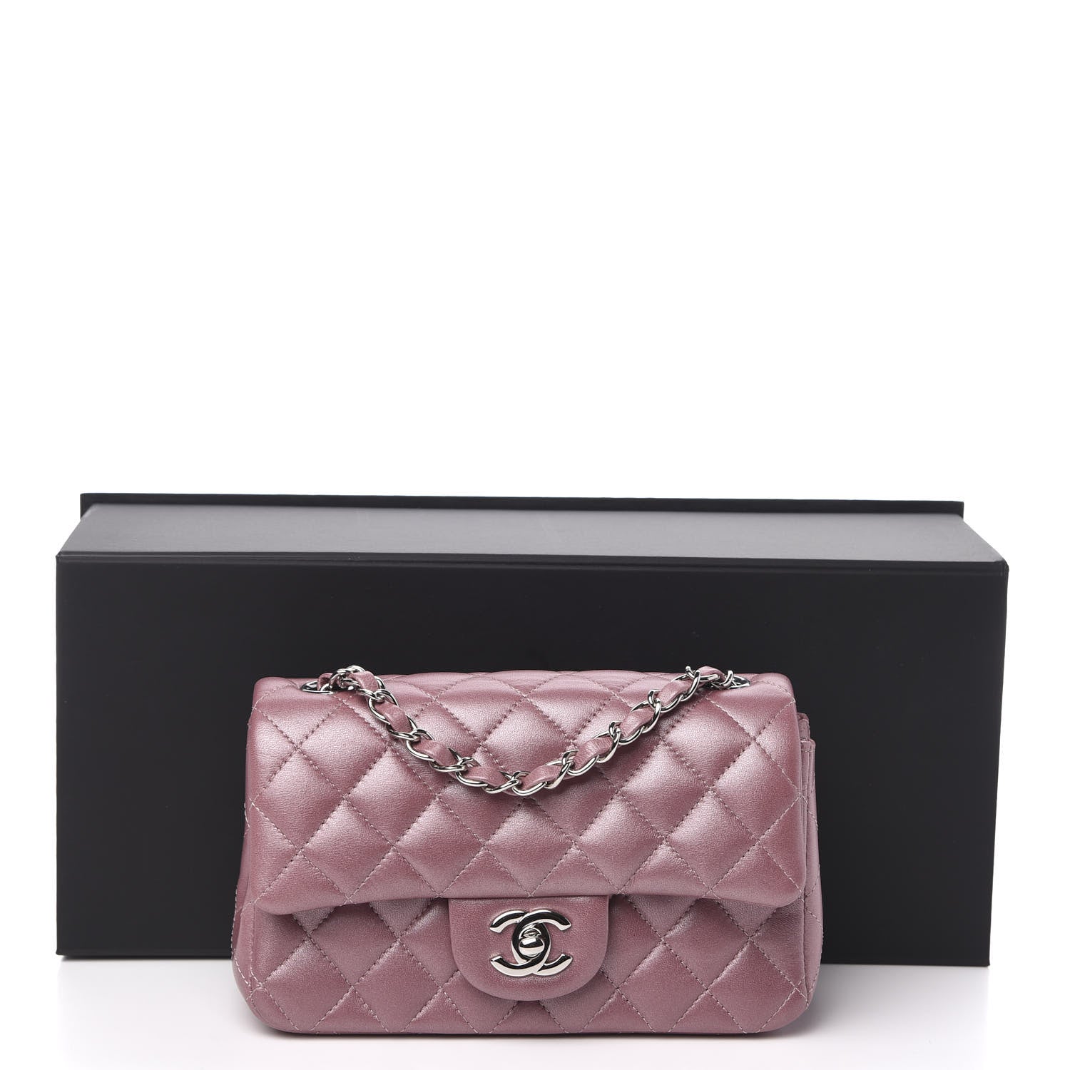 Chanel Metallic Lambskin Quilted Mini Rectangular Flap Pink 11 of 11
