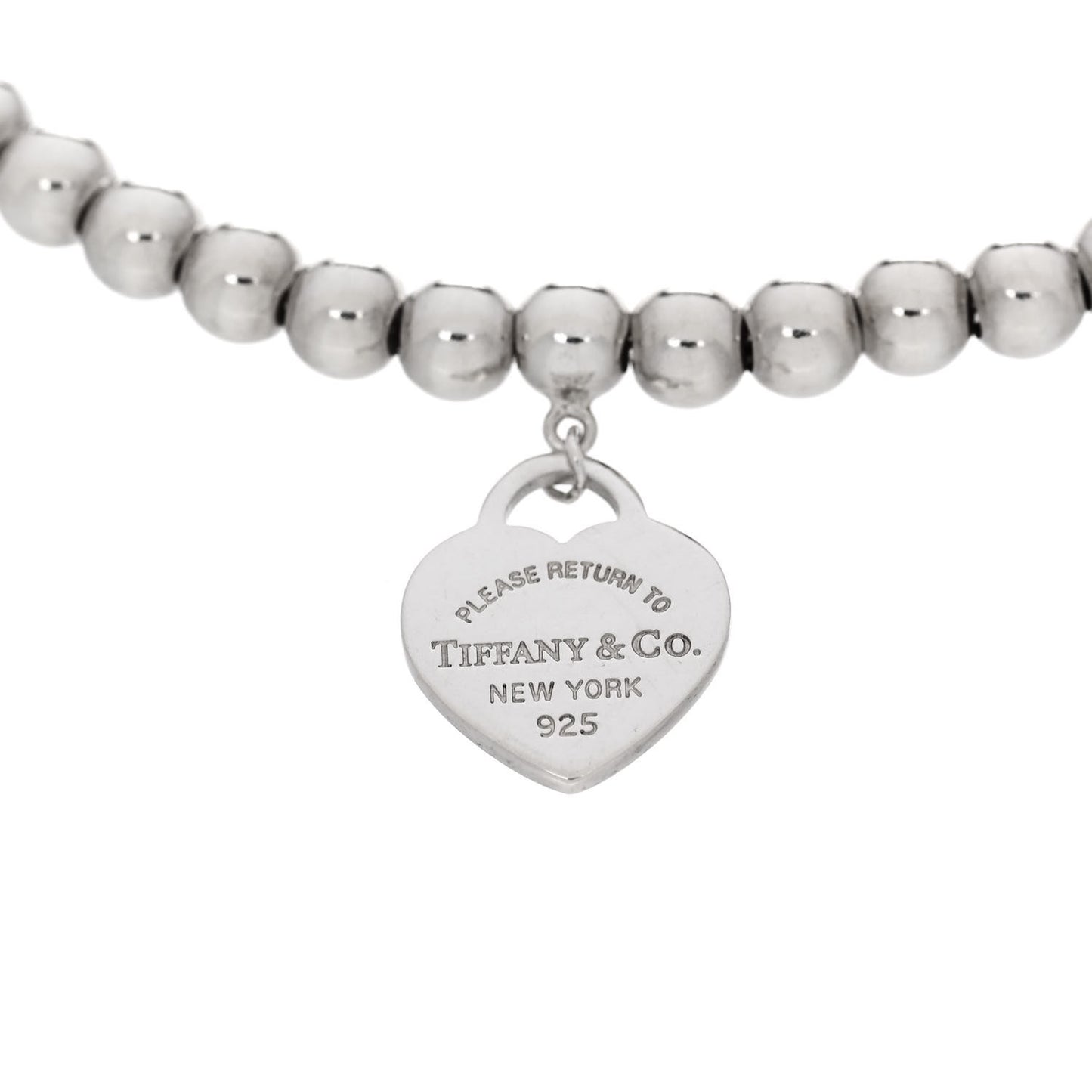 Sterling Silver Enamel 4mm Return To Tiffany Heart Tag Bead Bracelet Blue