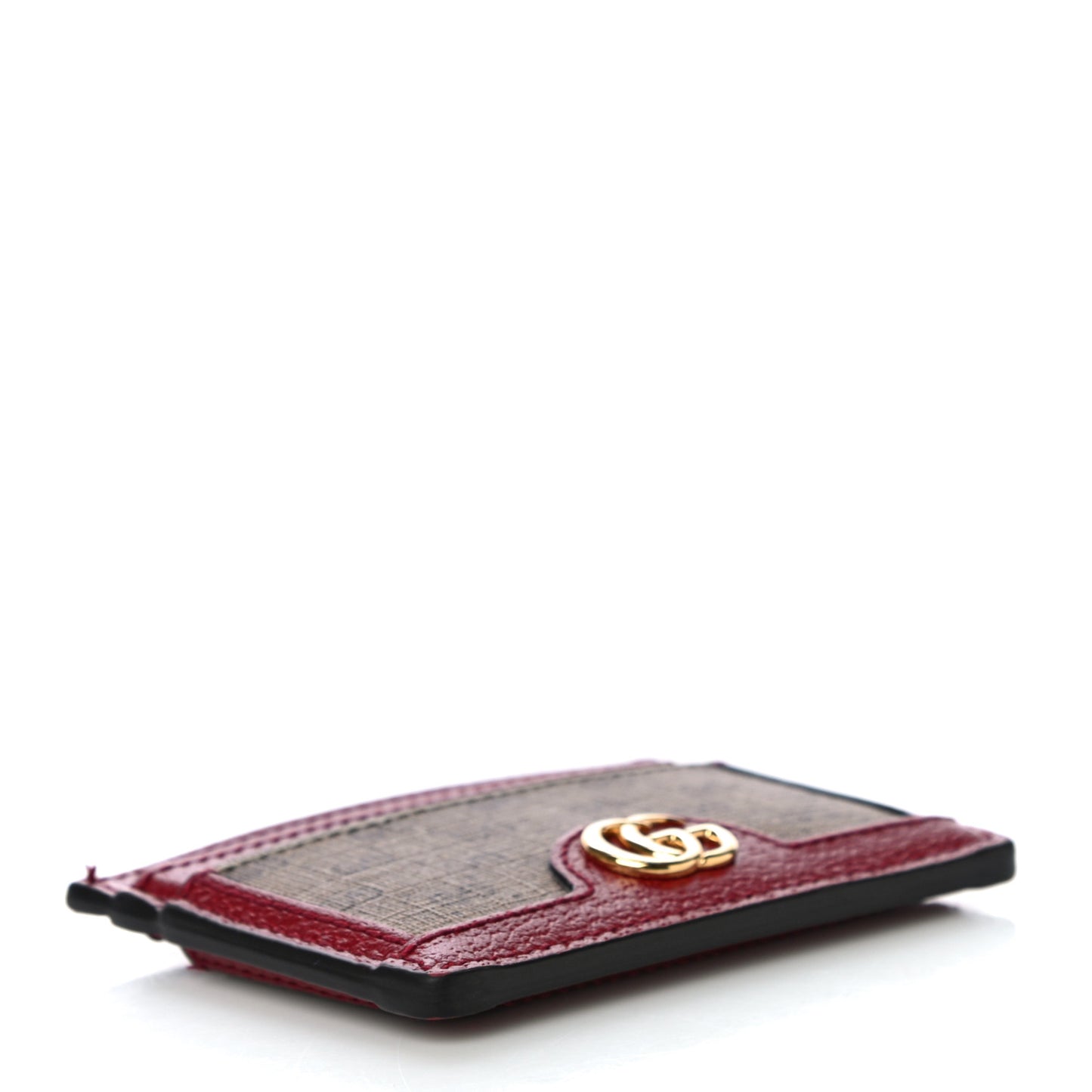 X DORAEMON Mini Vintage GG Supreme Monogram Card Holder Beige Cherry Red