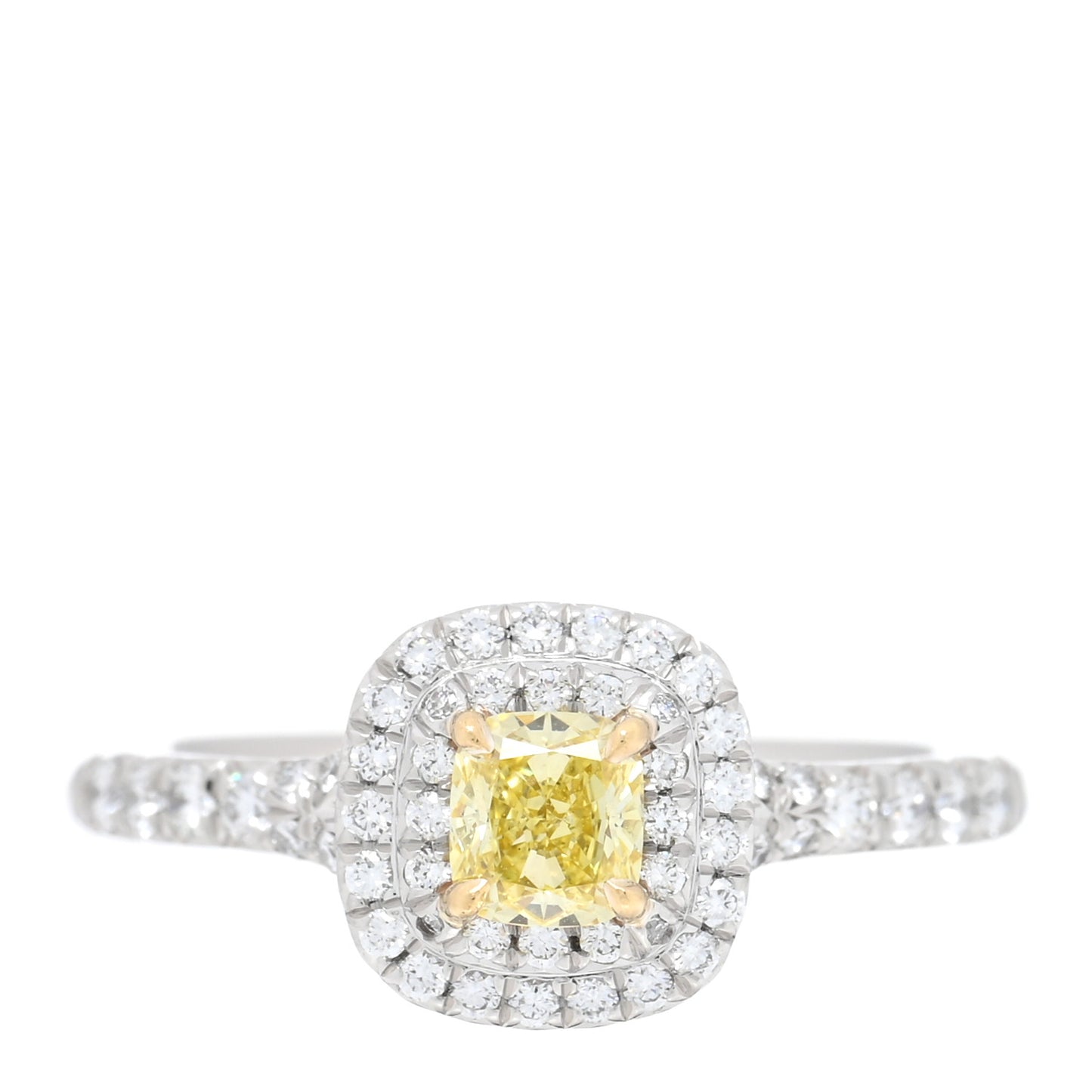 Platinum 18K Yellow Gold Fancy Yellow Diamond .37ct Soleste Engagement Ring 50 5.5