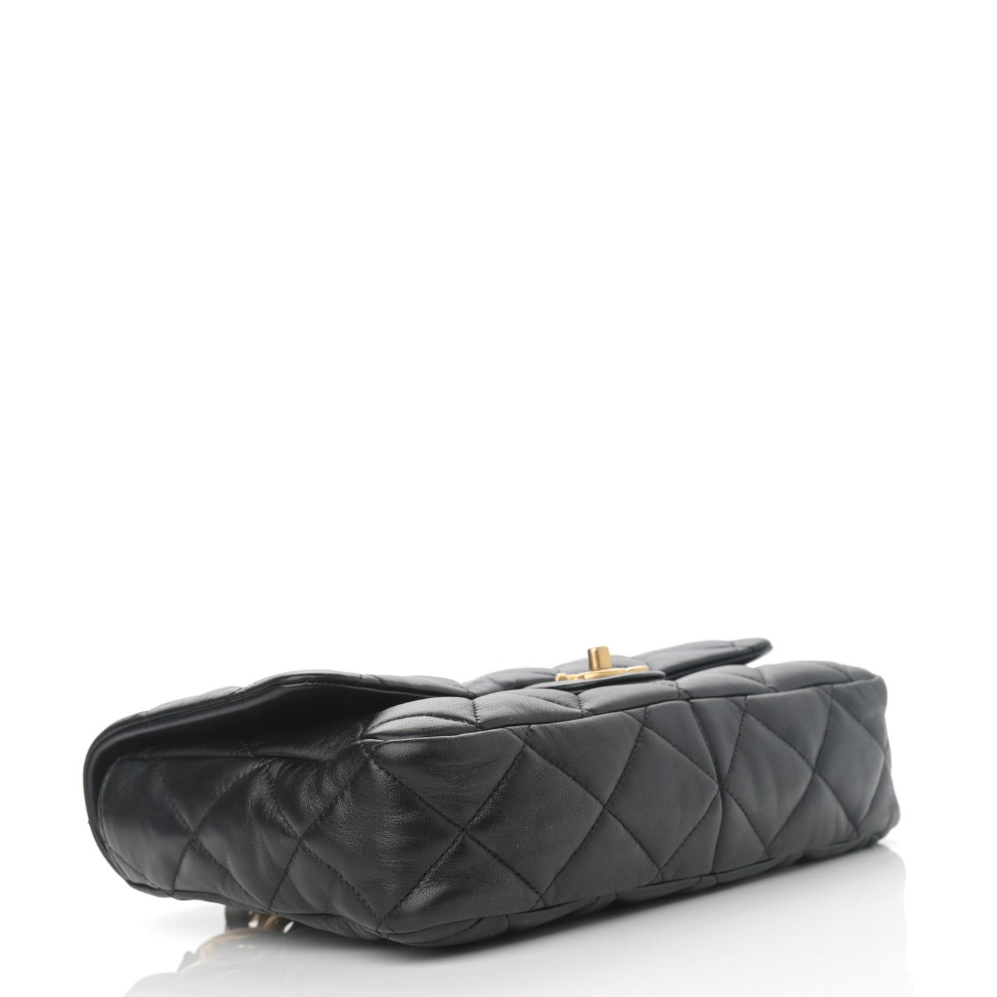 Lambskin Quilted Large CC Funky Town Flap Black