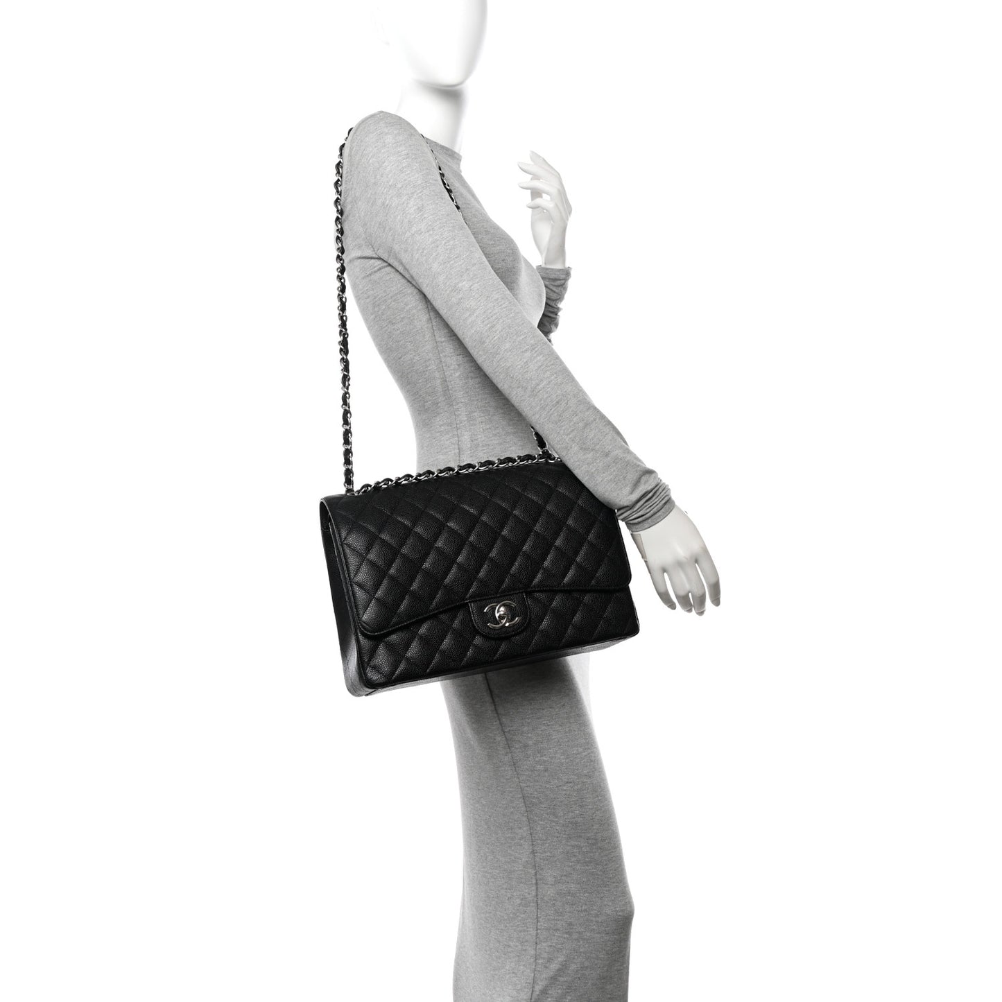 Caviar Quilted Maxi Double Flap Black