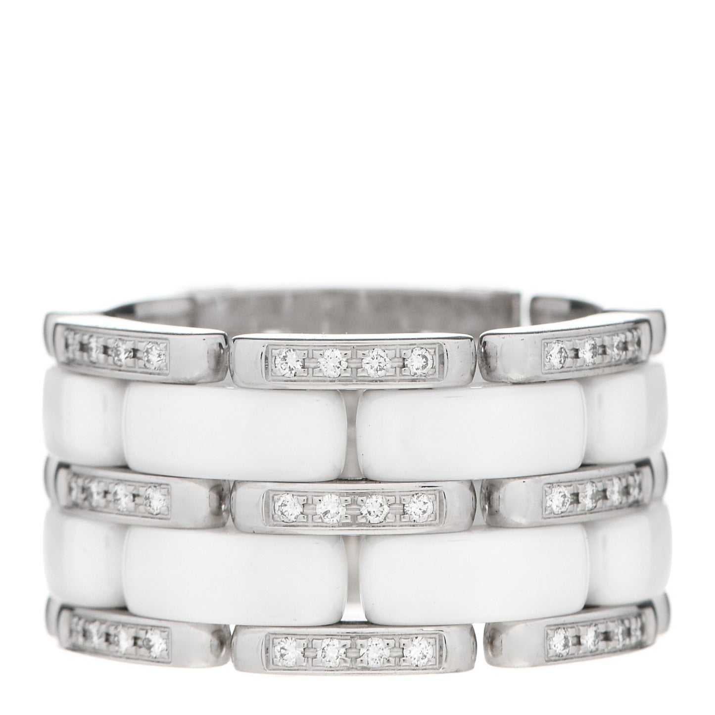 18K White Gold Diamond Ceramic Large Ultra Ring White 53 6.5