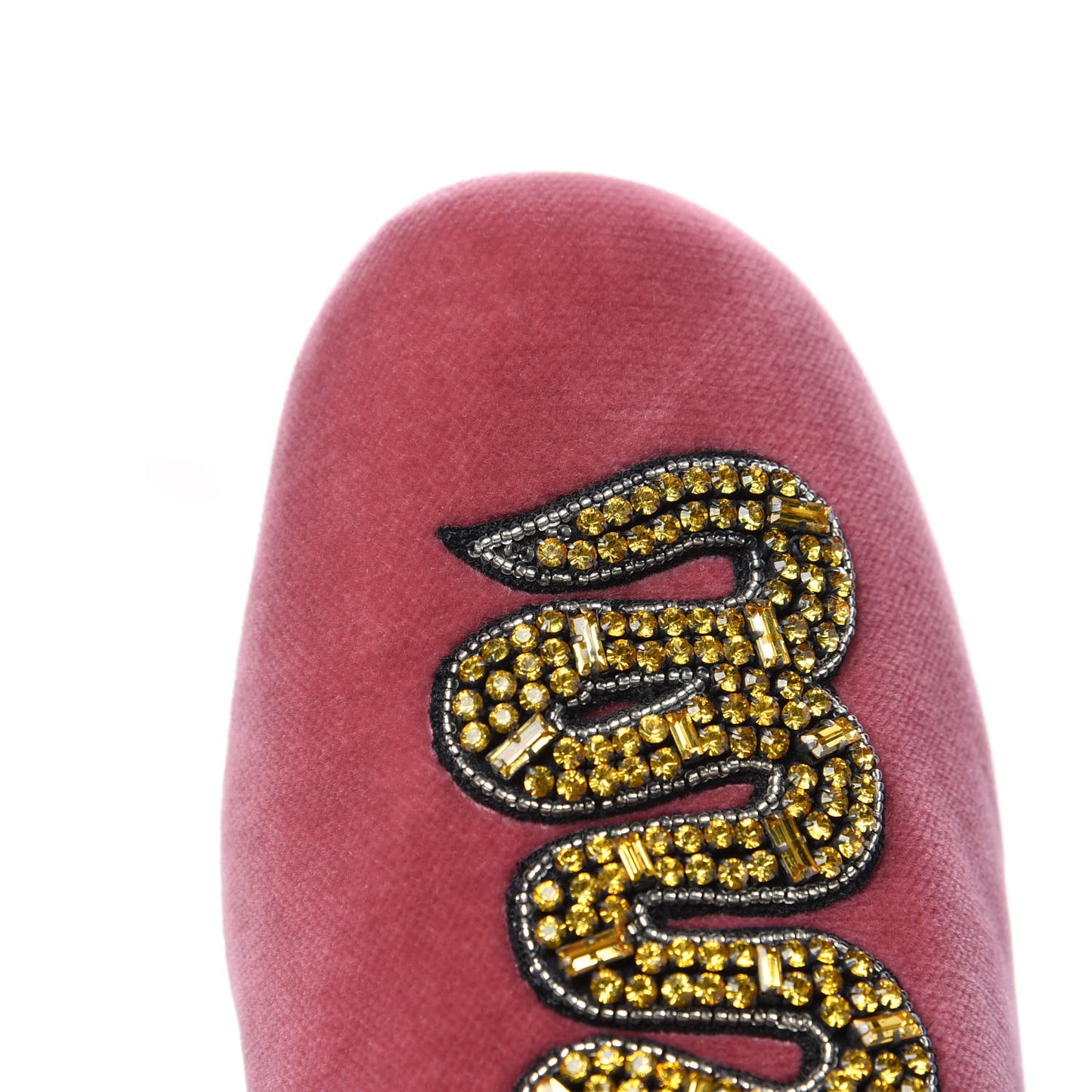 Velvet Embellished Evening Slippers 35.5 Pink