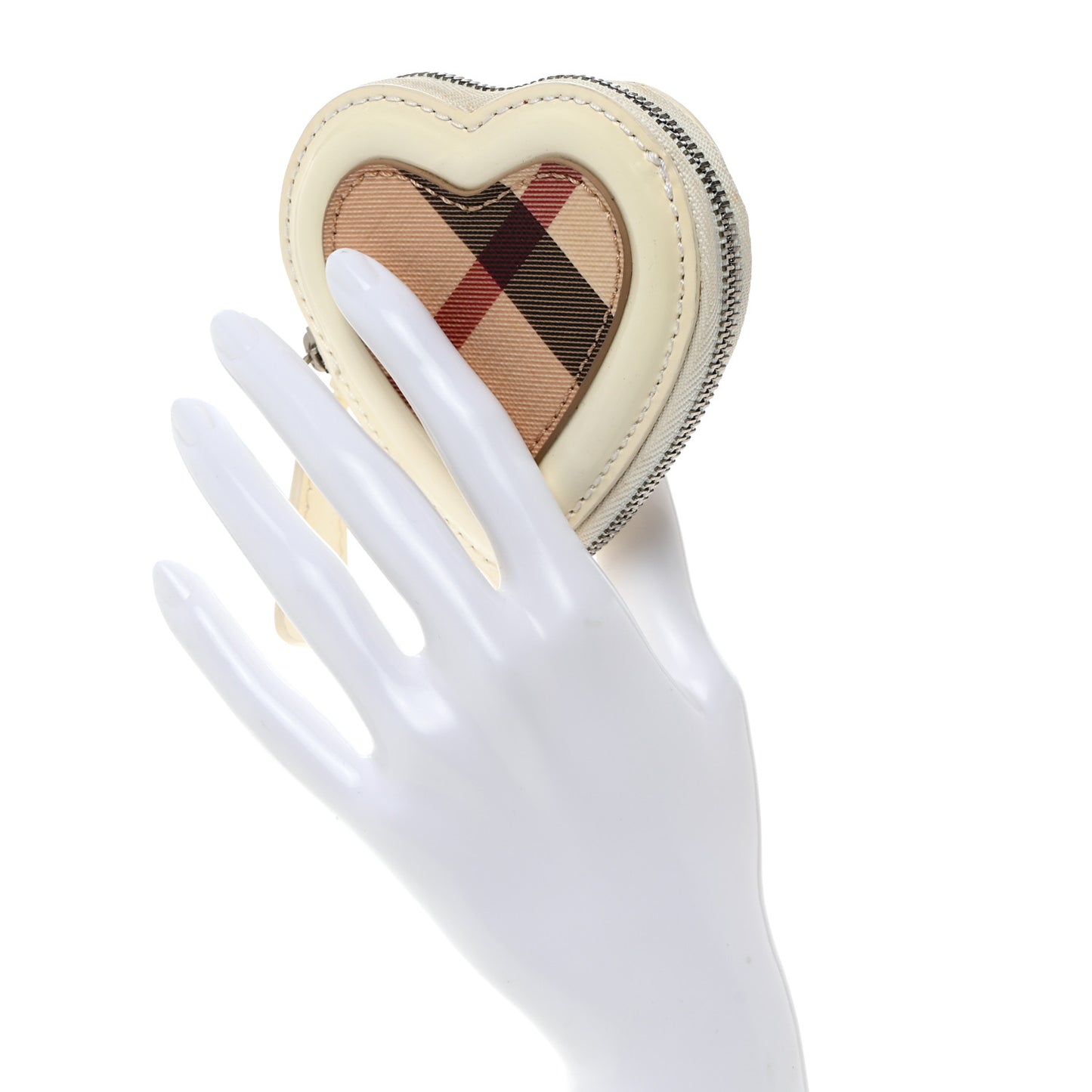 Patent Nova Check Heart Coin Case White