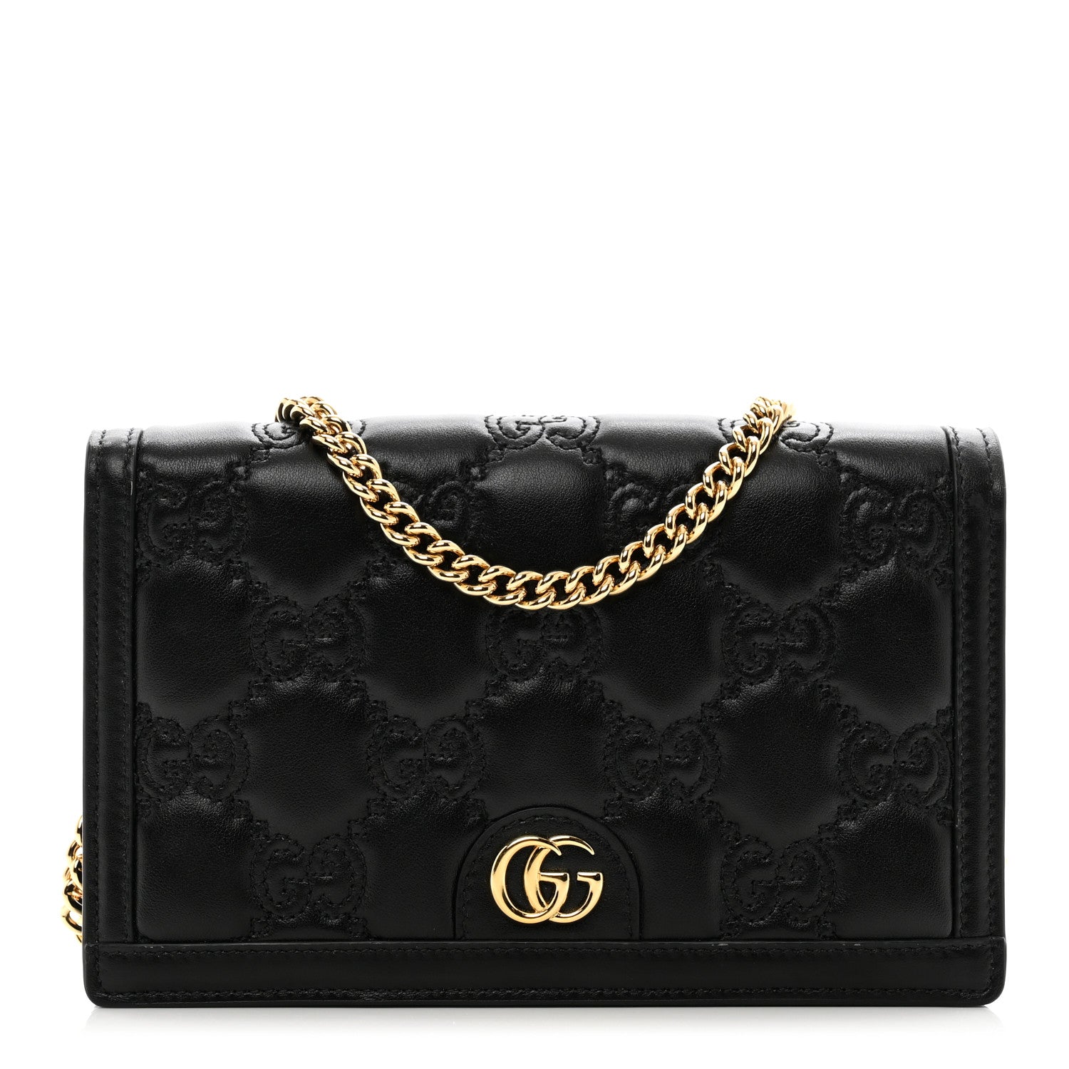 Gucci Calfskin GG Matelasse Chain Wallet Black 1 of 9