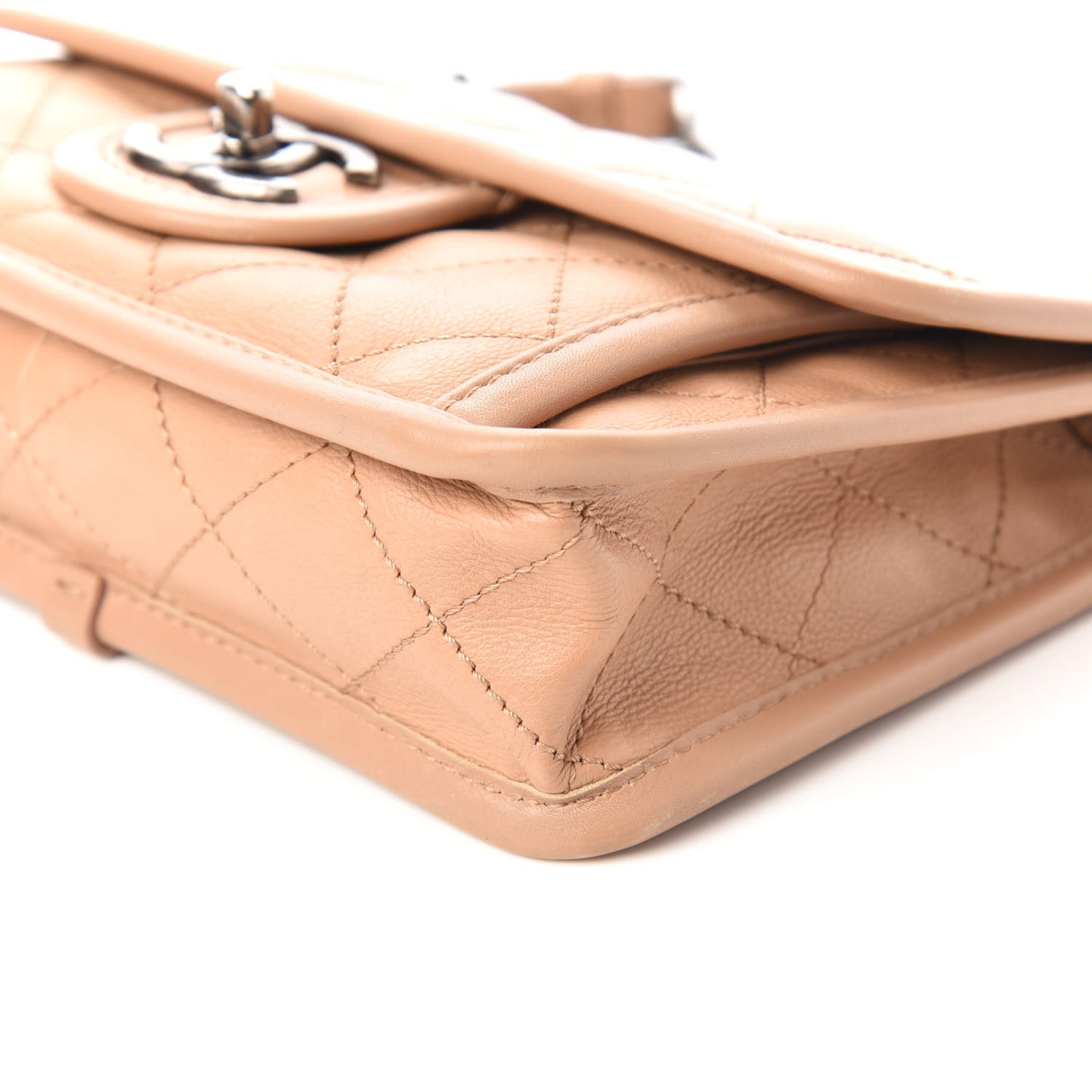 Calfskin Quilted Mini French Riviera Flap Beige
