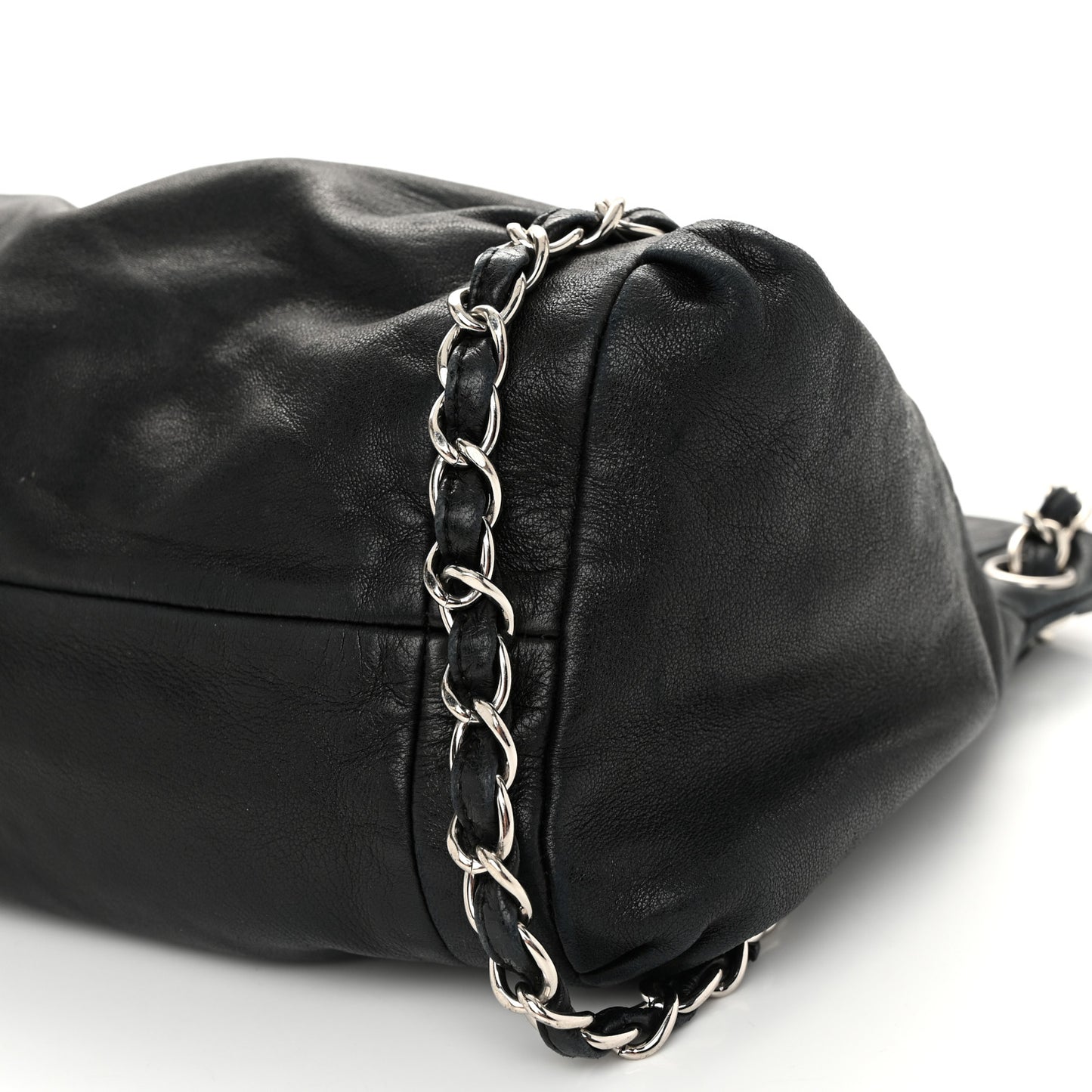 Lambskin Large Sharpei Shoulder Bag Black