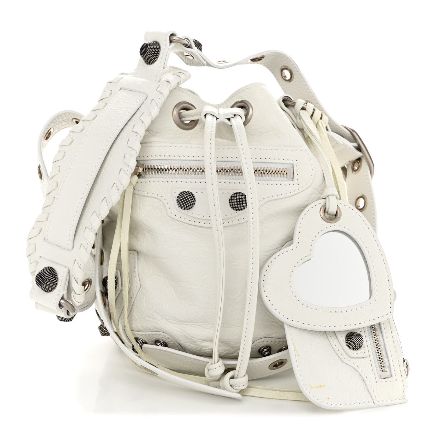 Agneau Arena Le Cagole Bucket Bag XS Optic White
