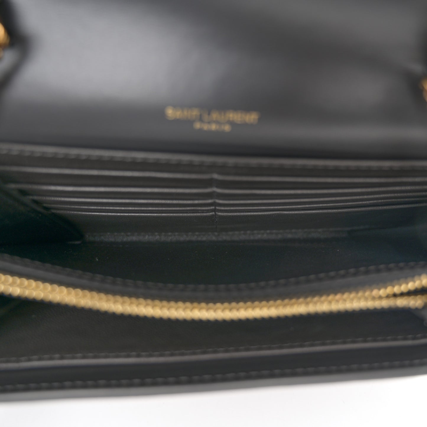 Glossy Calfskin Monogram Chain Wallet Storm