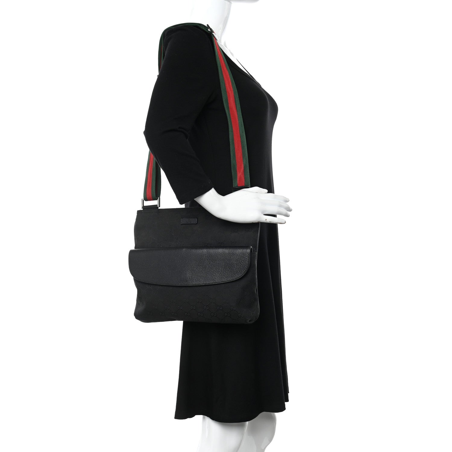 Gucci Monogram Signature Web Small Messenger Black 2 of 18