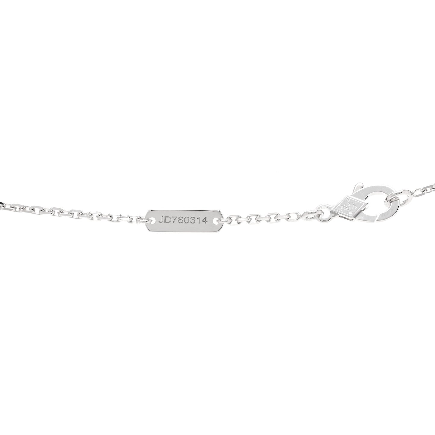 18K White Gold Chalcedony Vintage Alhambra Pendant Necklace