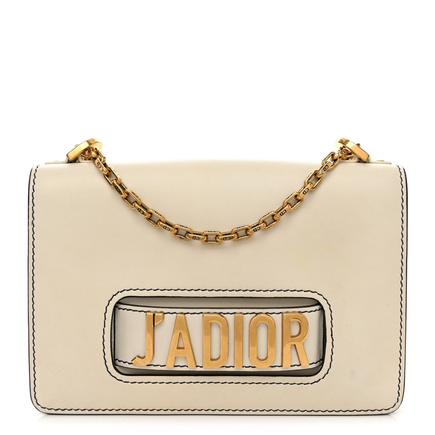 Calfskin J'Adior Chain Flap Bag Off White