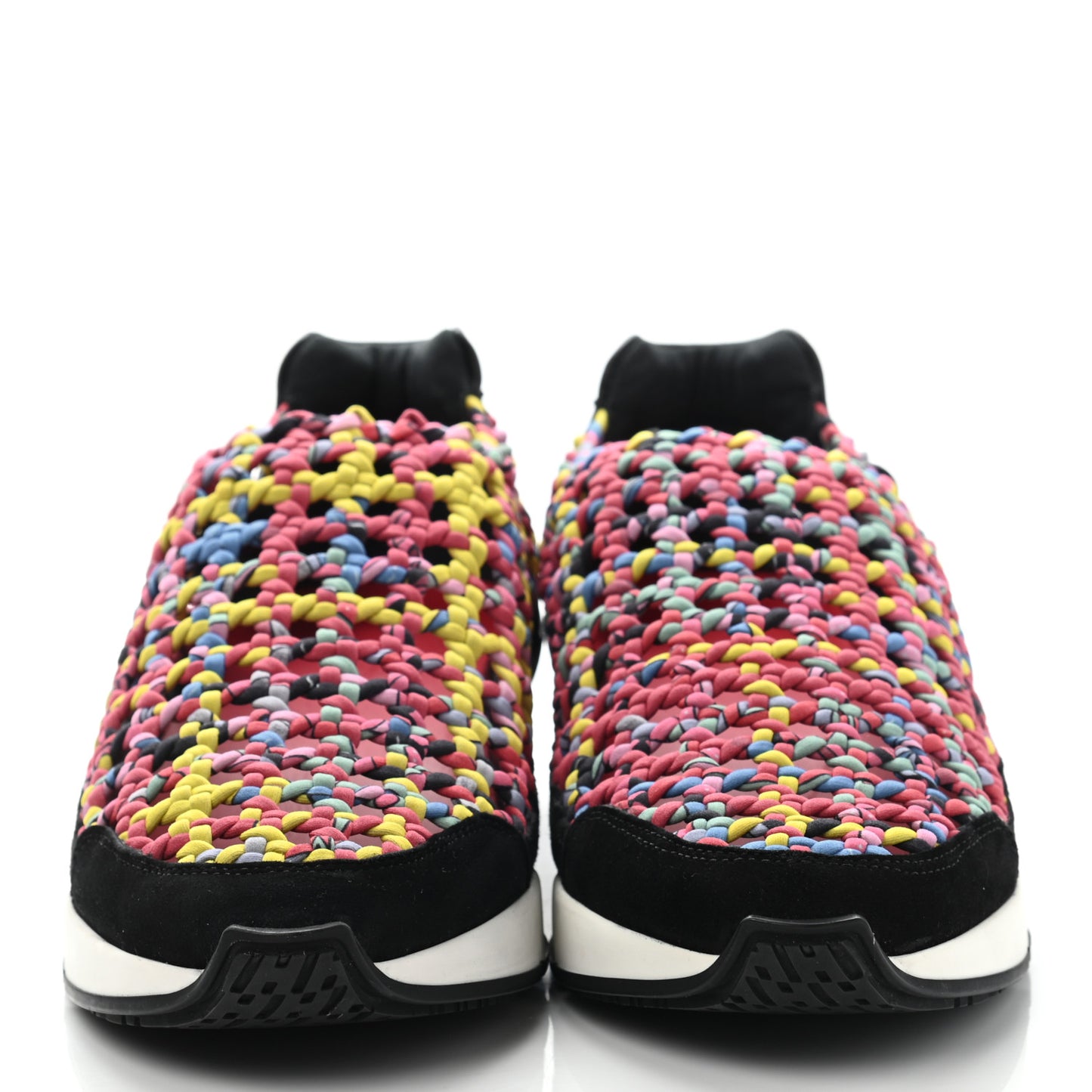 Jersey Braided Velvet Goatskin Womens Rush Festival Sneakers 37.5 Rouge Multicolor