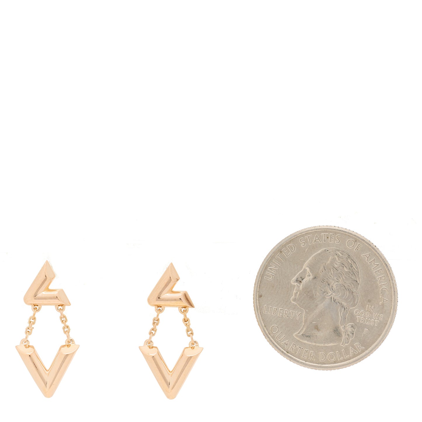 18K Pink Gold LV Volt Upside Down Drop Earrings
