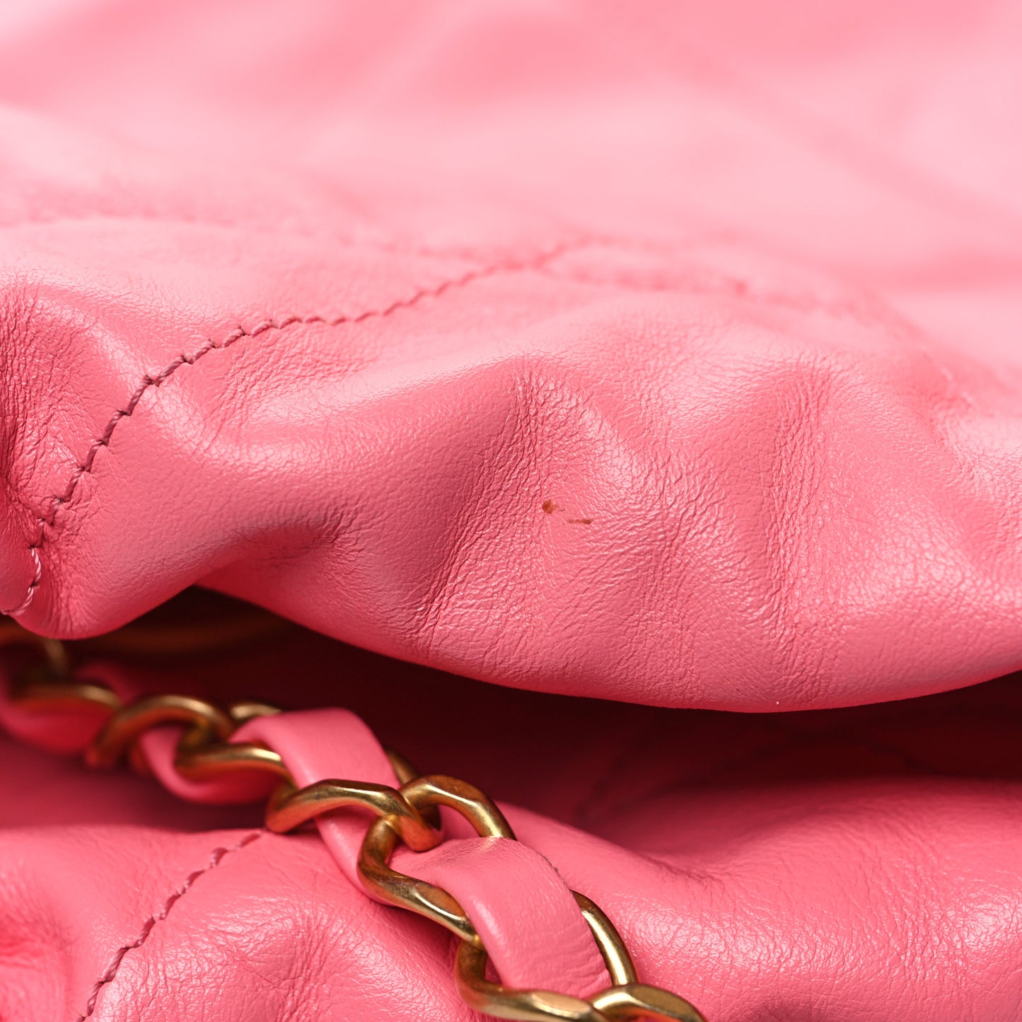 Shiny Calfskin Quilted Large Chanel 22 Coral Pink