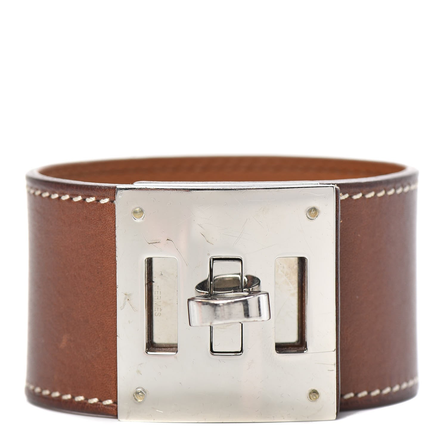 Hermes Natural Barenia Kelly Dog Cuff Fauve 1 of 6