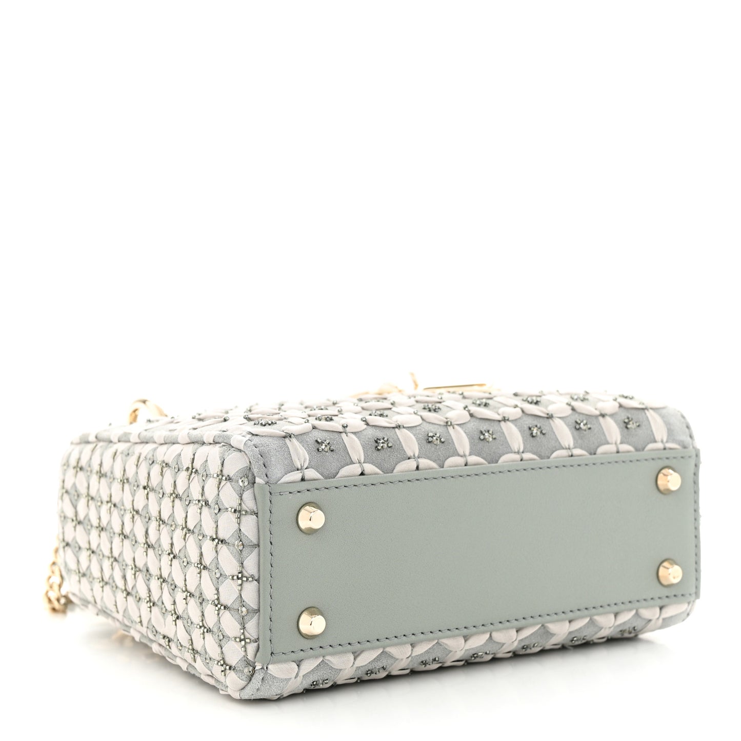 Suede Calfskin Stone And Beads Mini Lady Dior Grey