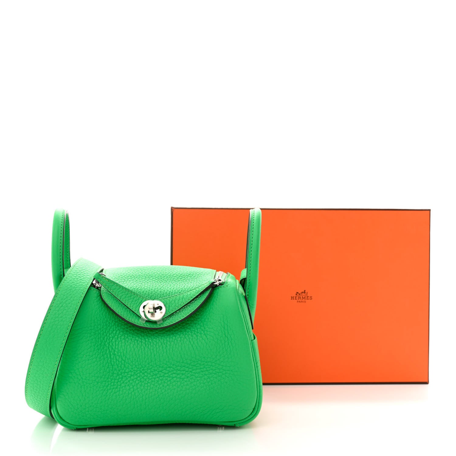 Hermes Taurillon Clemence Mini Lindy 20 Vert Comics 11 of 11