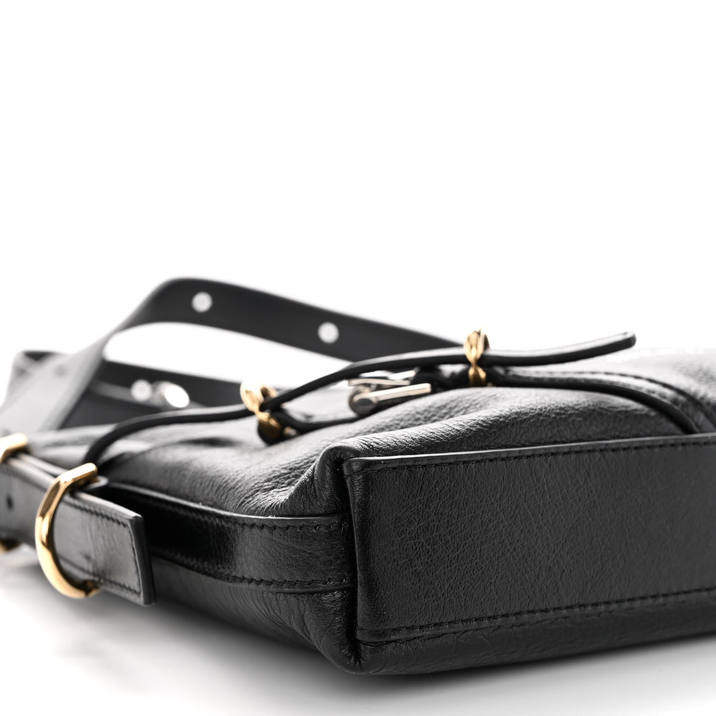 Tumbled Calfskin Mini Voyou Boyfriend Party Bag Black
