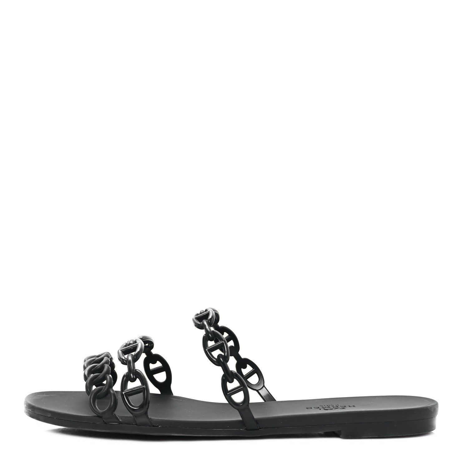 Hermes Rubber Chaine d'Ancre Rivage Sandals 38 Black 1 of 10