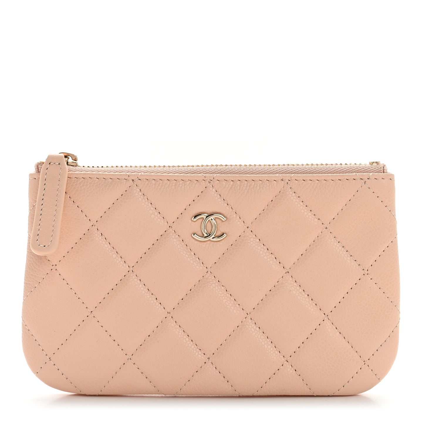 Caviar Quilted Small Cosmetic Case Light Beige