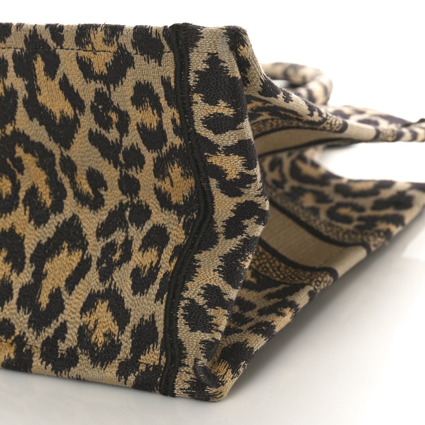 Canvas Mizza Embroidered Medium Leopard Book Tote Beige