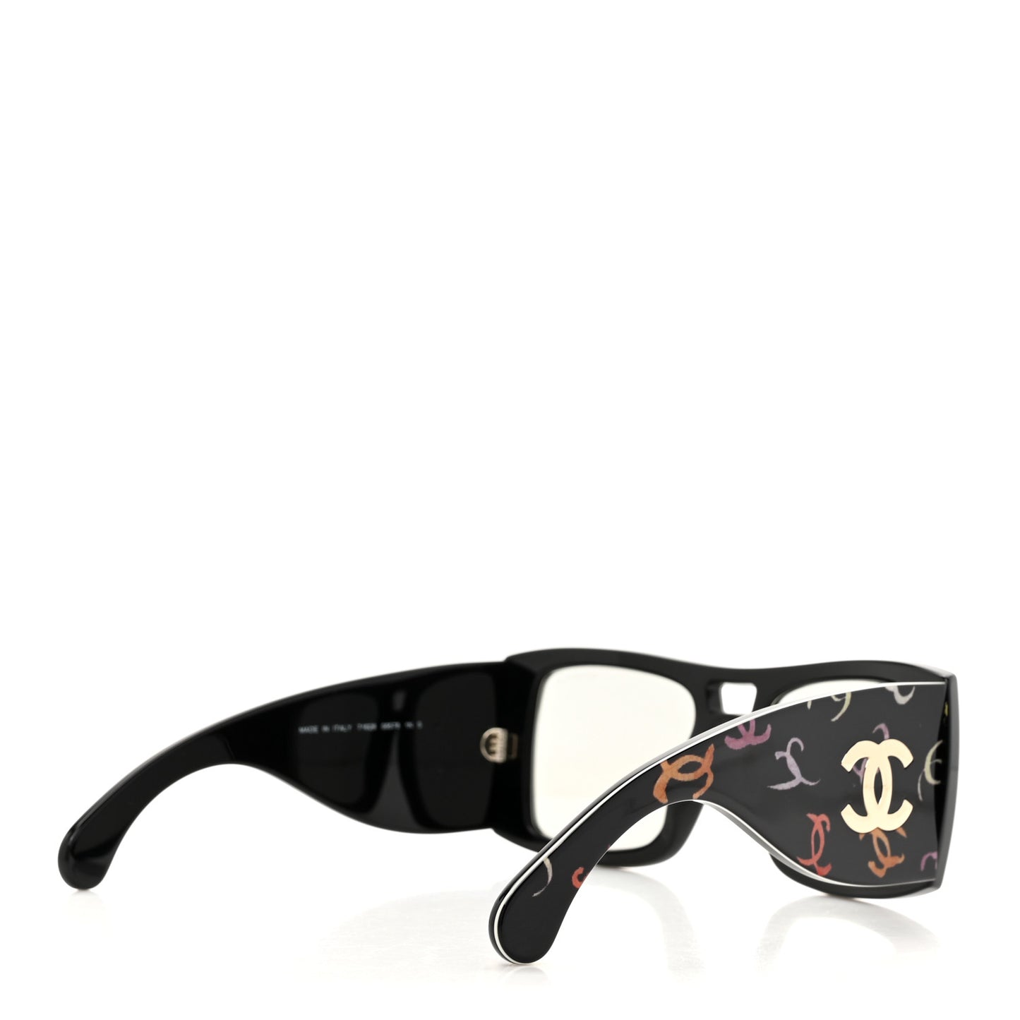 Acetate CC Logo Square Sunglasses 71628 Black Multicolor