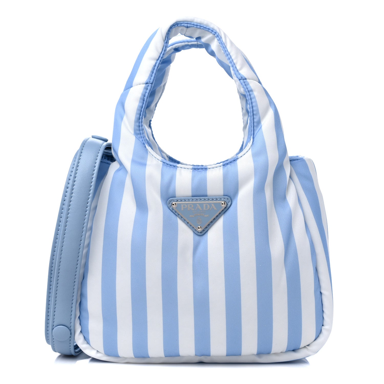 Prada Re-Nylon Soft Padded Striped Small Double Handled Shoulder