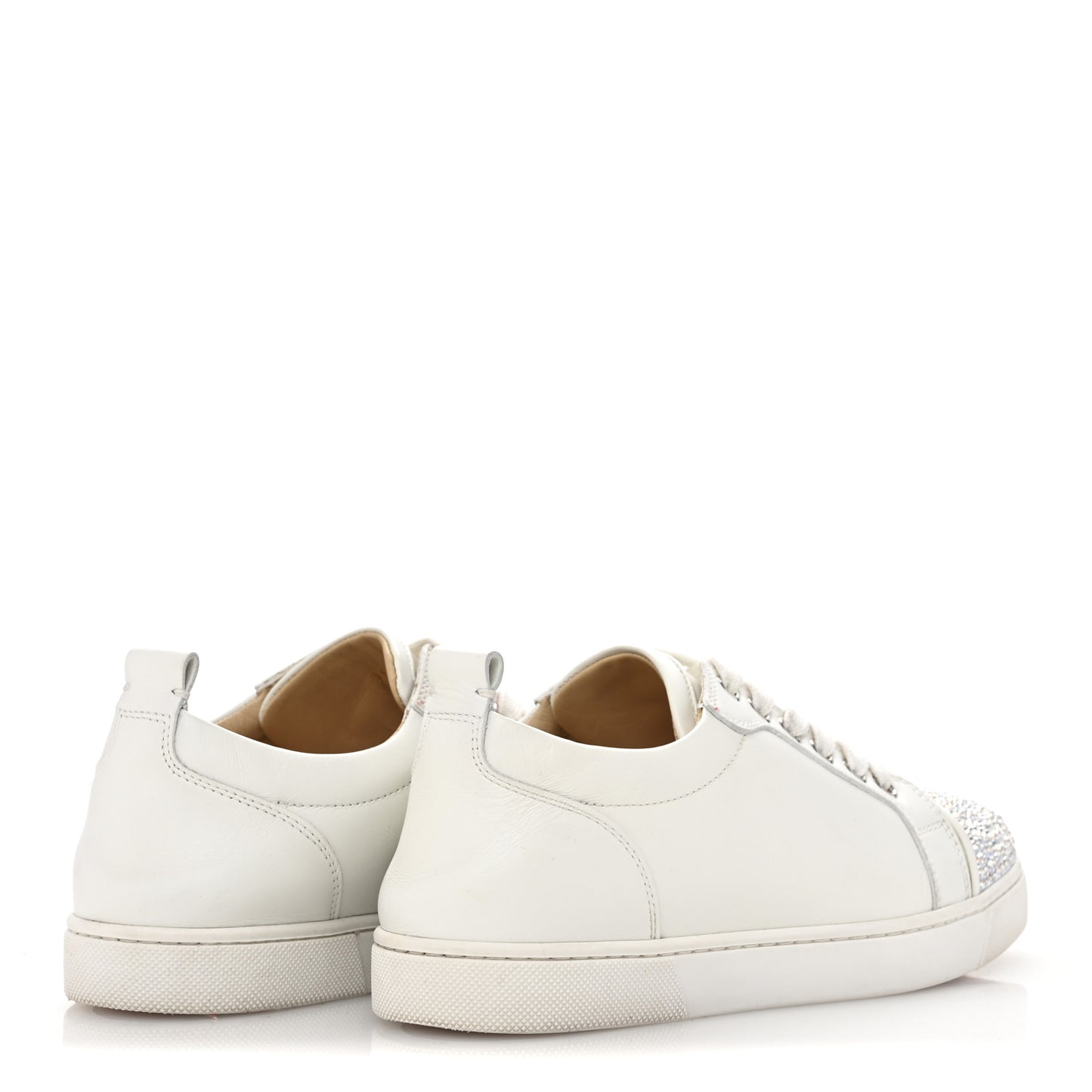 Calfskin Strass Junior Flat Sneakers 36.5 36.5 Version Latte