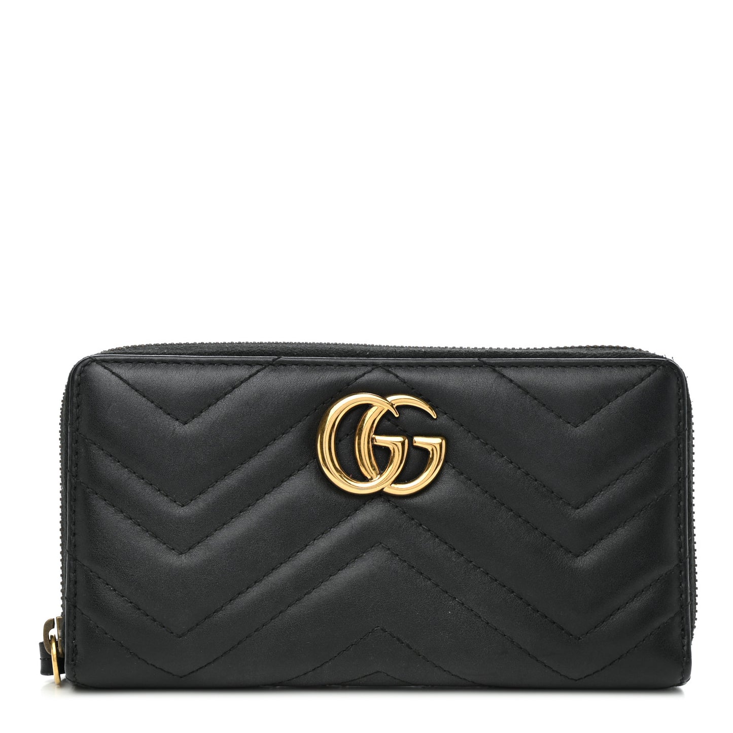 Calfskin Matelasse GG Marmont Zip Around Wallet Black