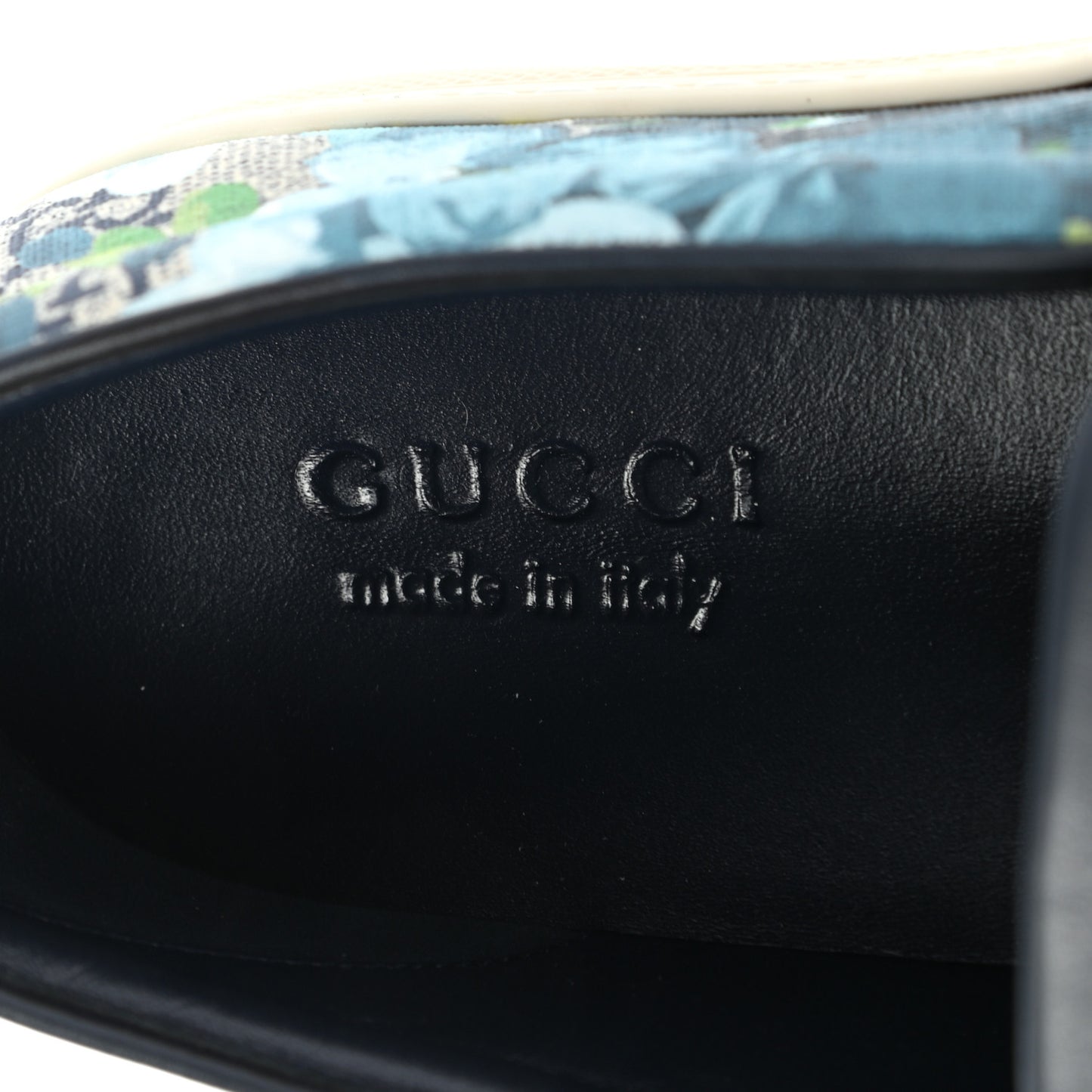 GG Supreme Monogram Blooms Mens Dublin Slip On Sneakers 10 Beige Blue Navy