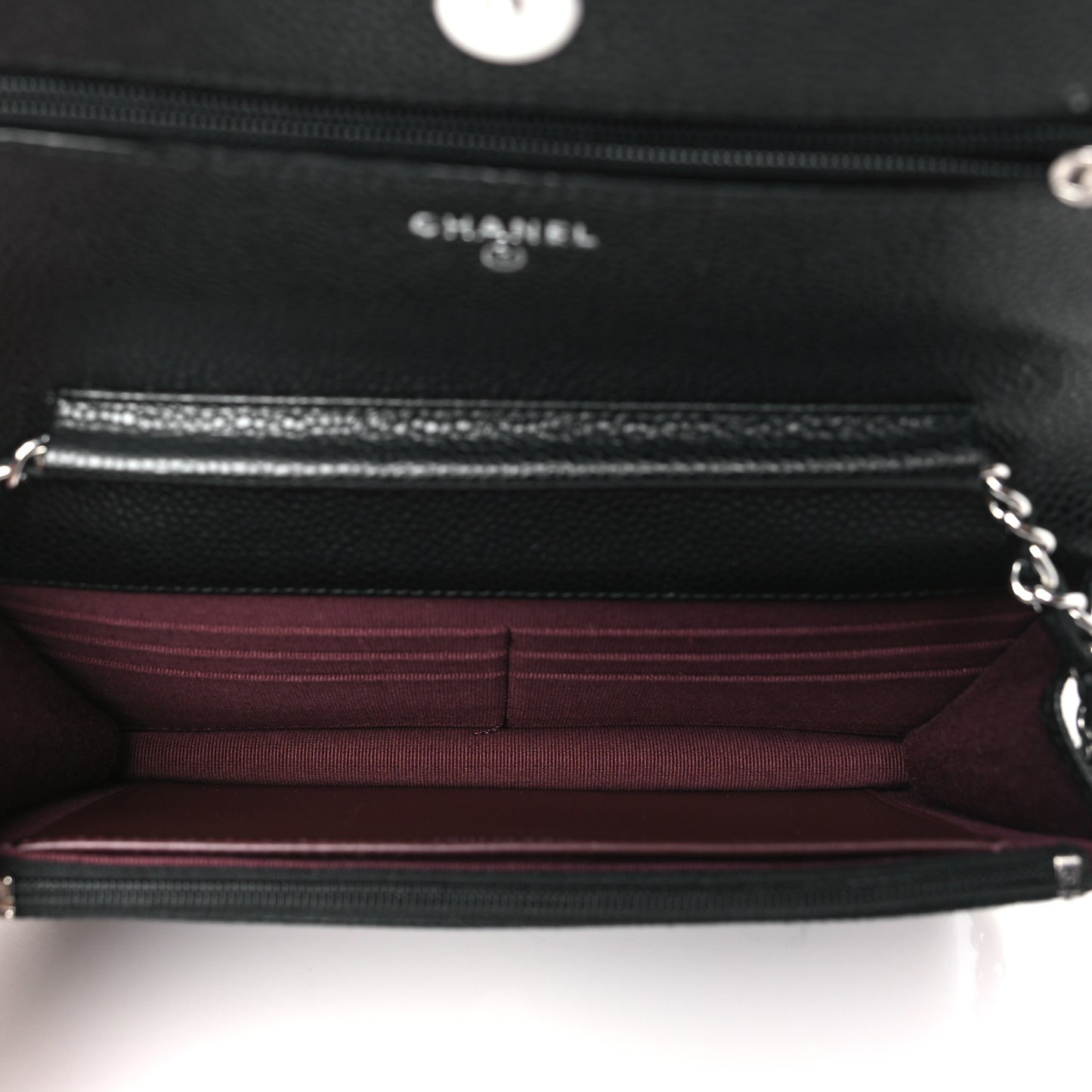 Caviar Quilted Wallet on Chain WOC Black