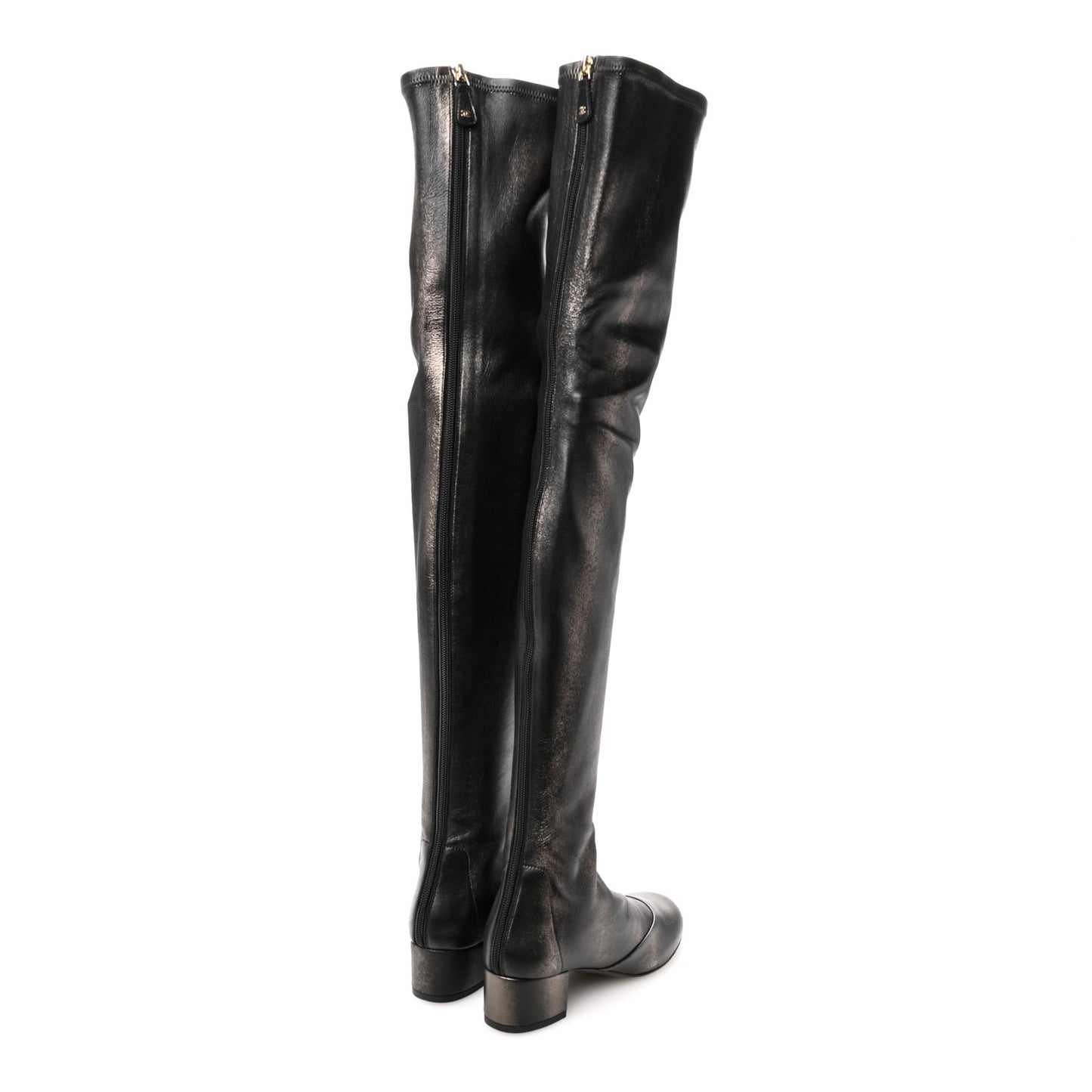 Metallic Lambskin Star Fantasy High Boots 36.5 Dark Grey