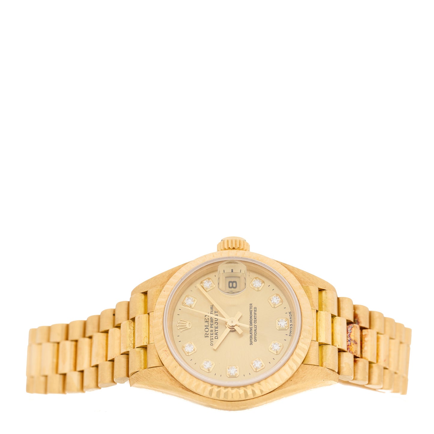 18K Yellow Gold Diamond 26mm Datejust President Watch Champagne 69178