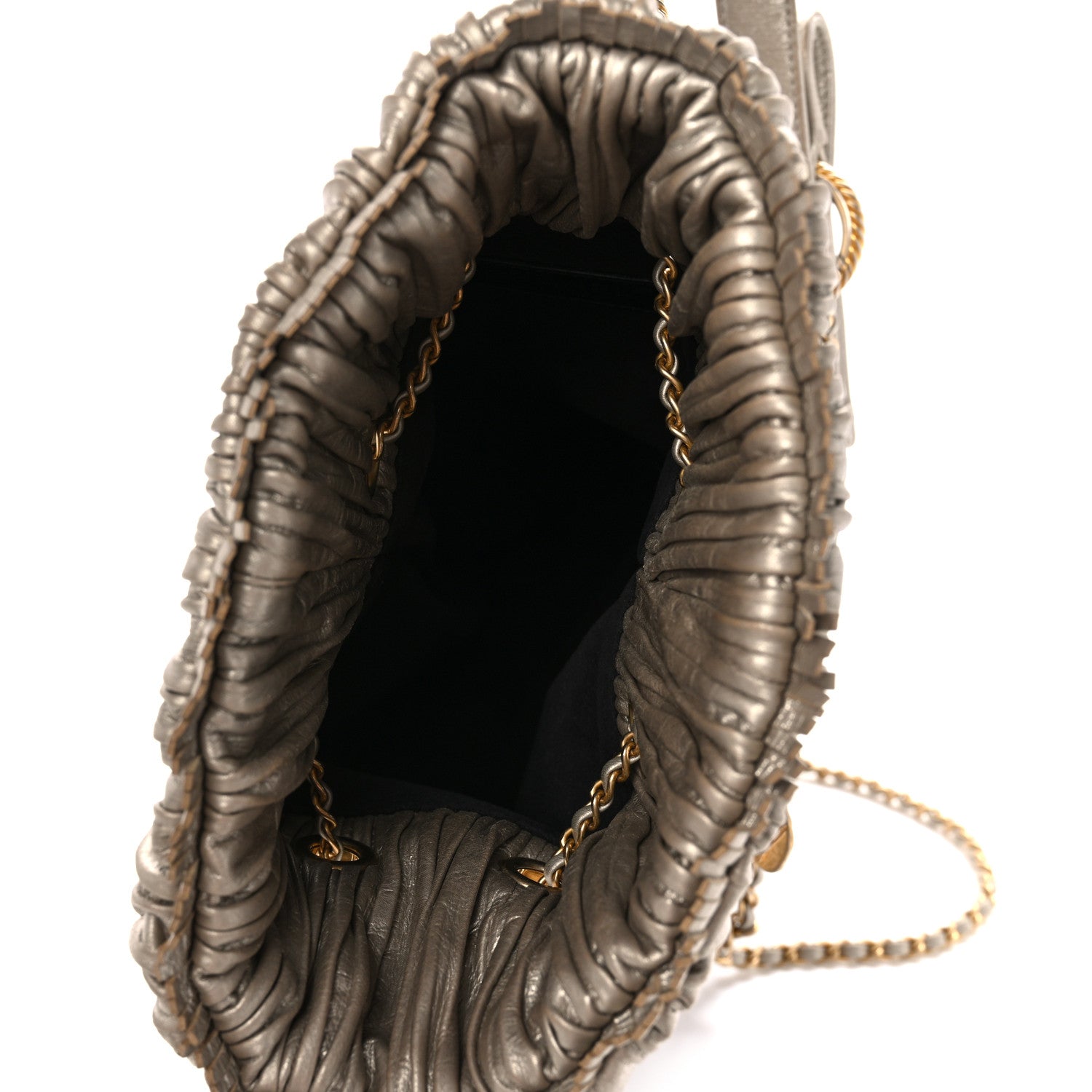 Chanel Iridescent Crumpled Calfskin Small Coco Pleats Backpack Gold 5 of 10