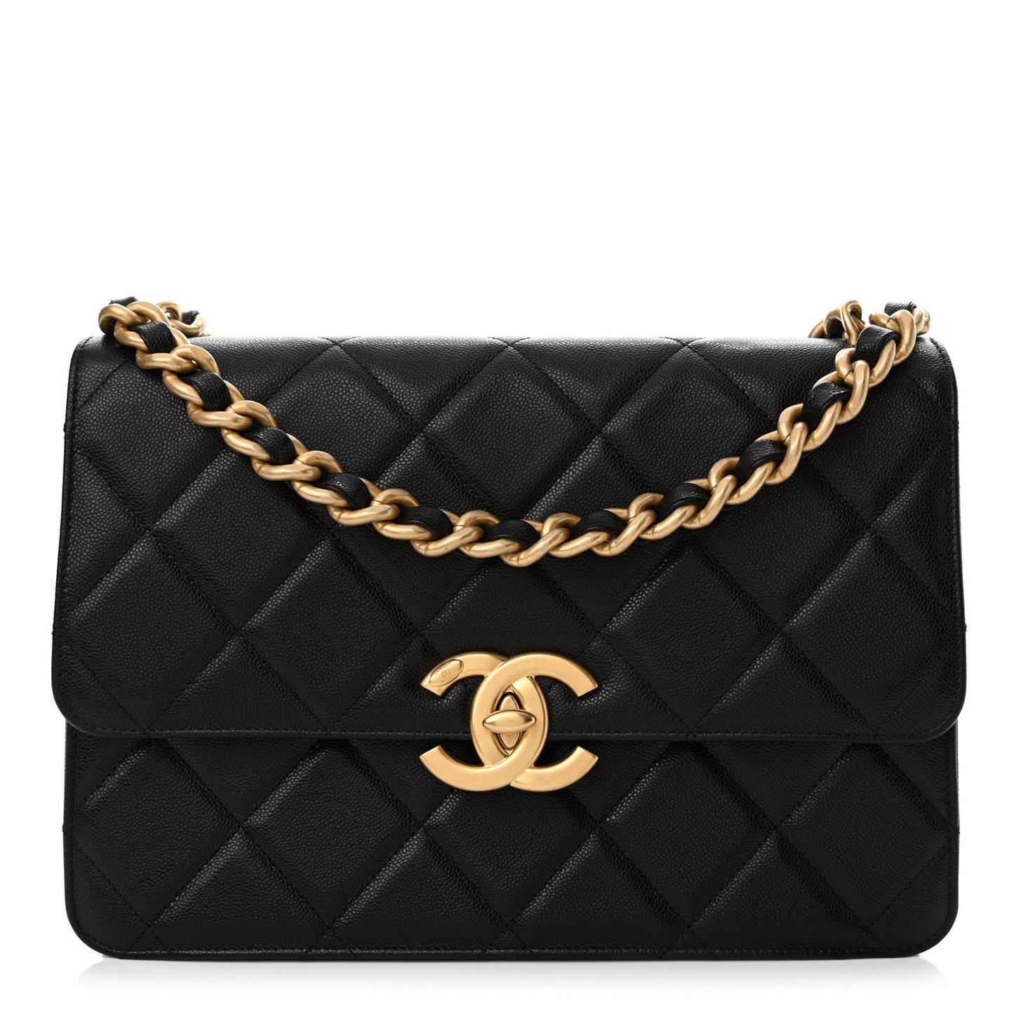 Caviar Quilted CC Large Flap Black