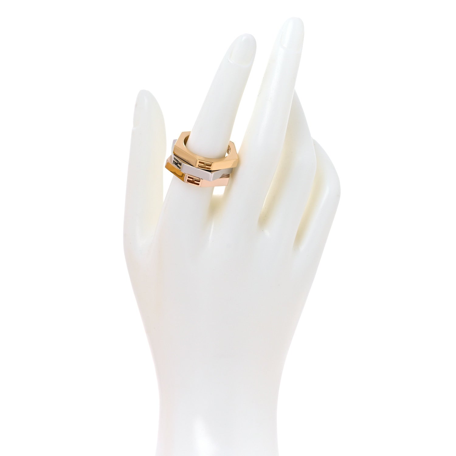 Fendi Metal Trio FF Baguette Ring M Gold Silver Rose Gold 2 of 5