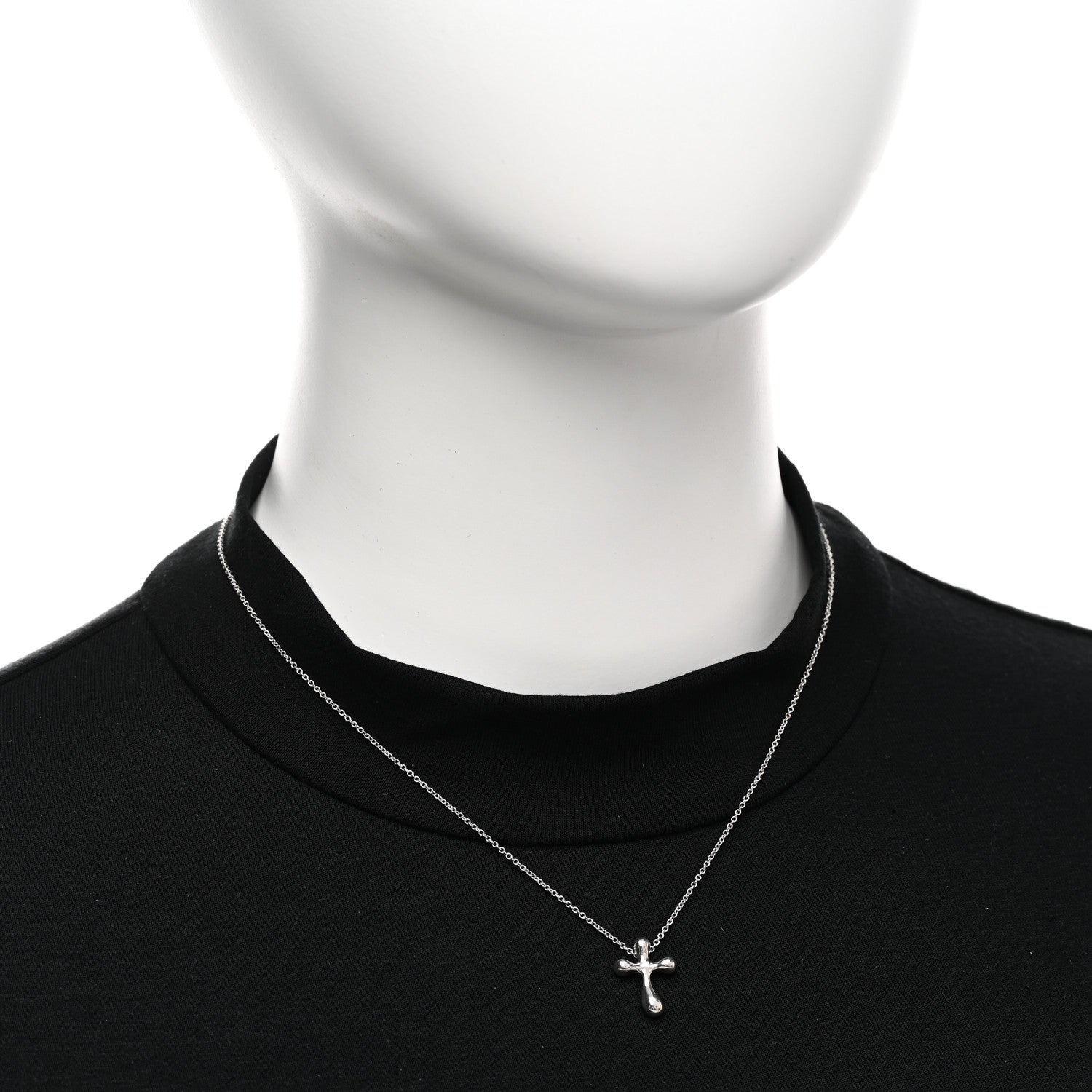 Tiffany Sterling Silver 12mm Elsa Peretti Cross Pendant Necklace 2 of 4