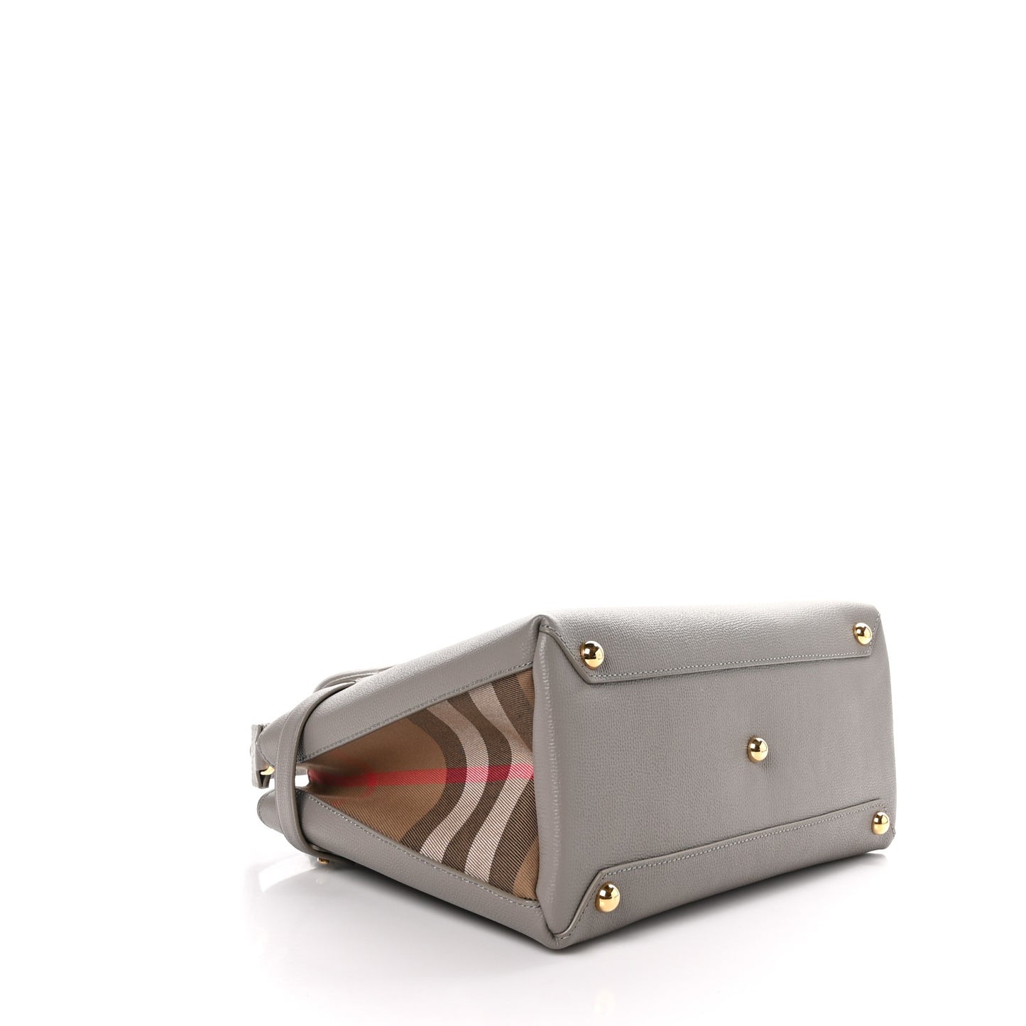 Grainy Calfskin House Check Medium Banner Tote Taupe Brown