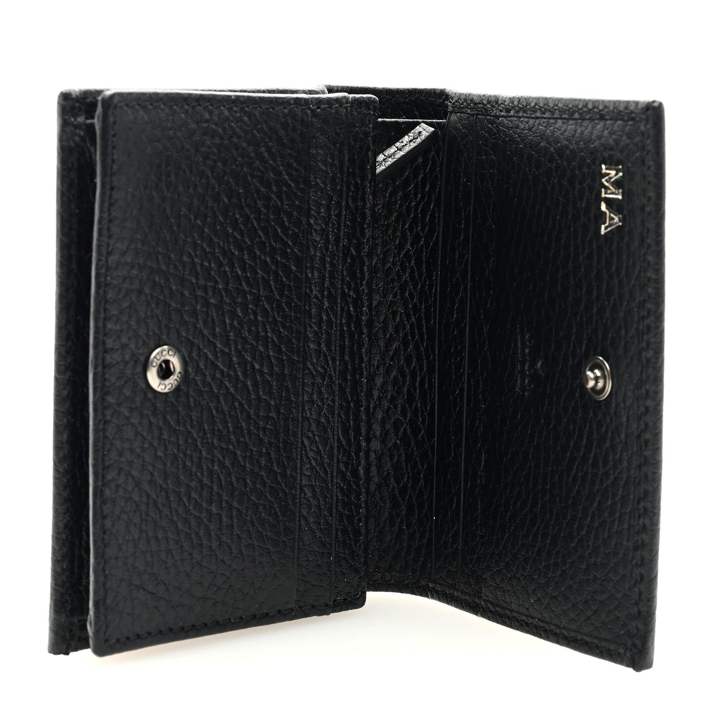 Dollar Calfskin Enamel Monochrome GG Marmont Card Case Black