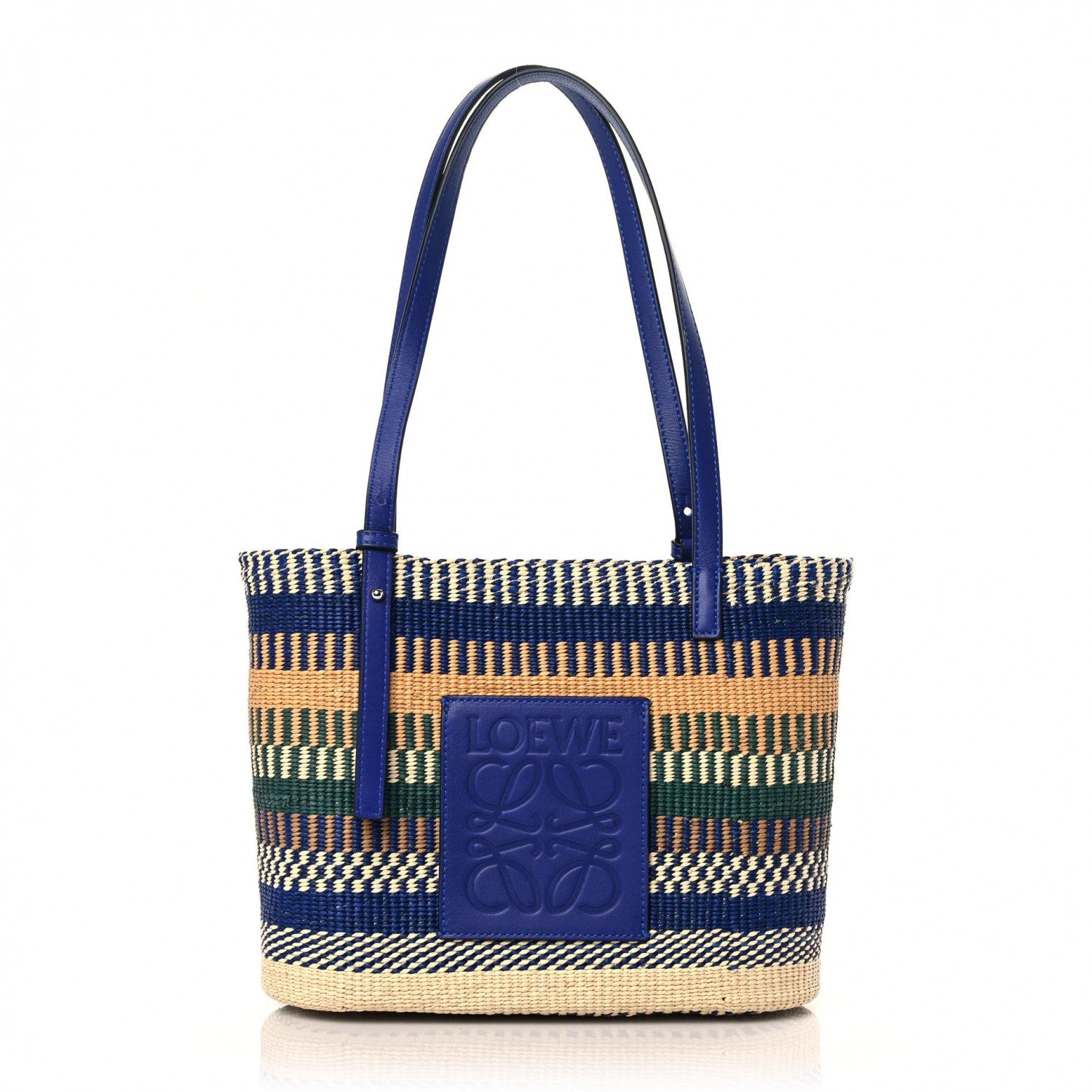 Loewe Raffia Small Square Basket Tote Bag Blue Multicolor 1 of 10