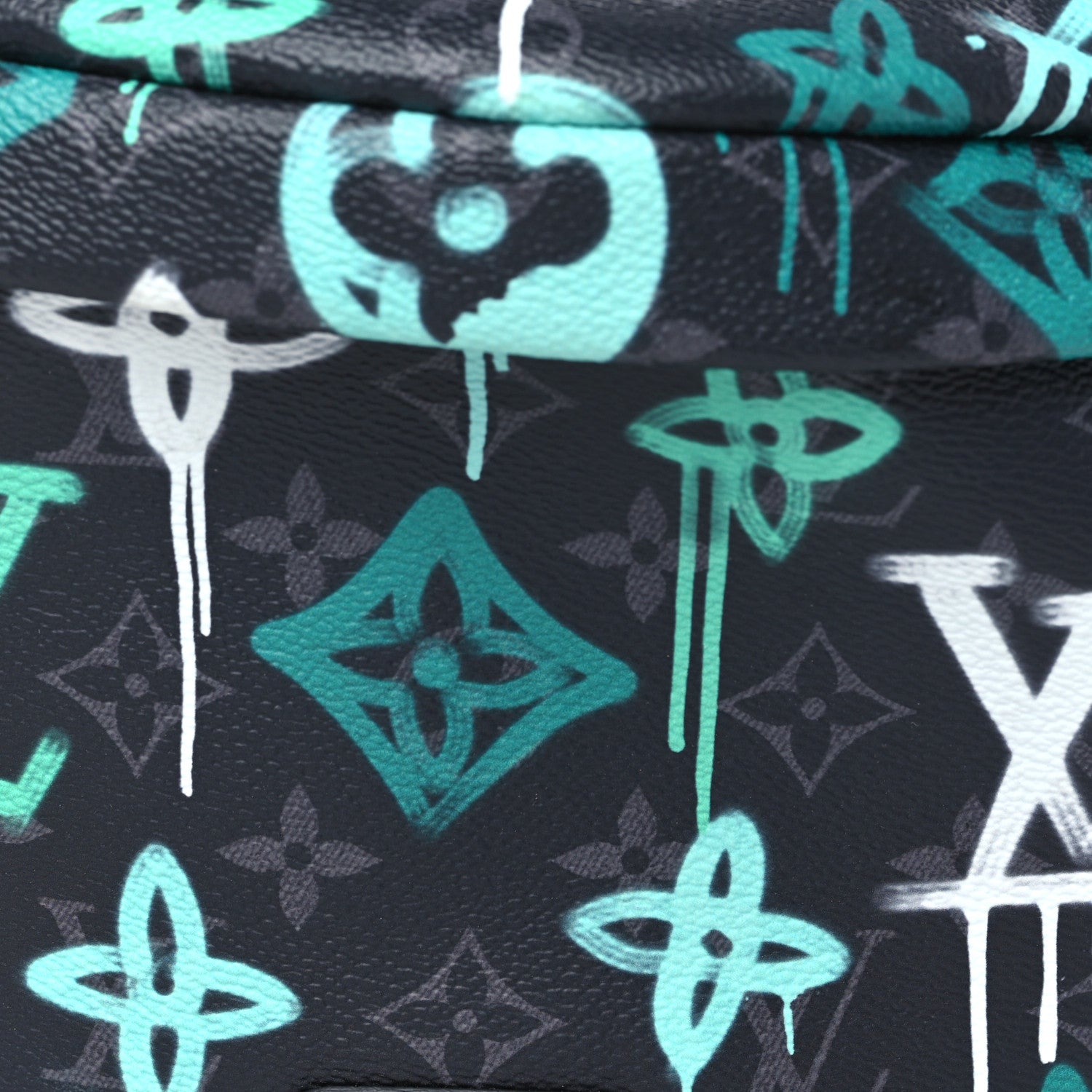 Louis Vuitton Monogram Eclipse LV Graffiti Discovery Bumbag Green Lights 7 of 9