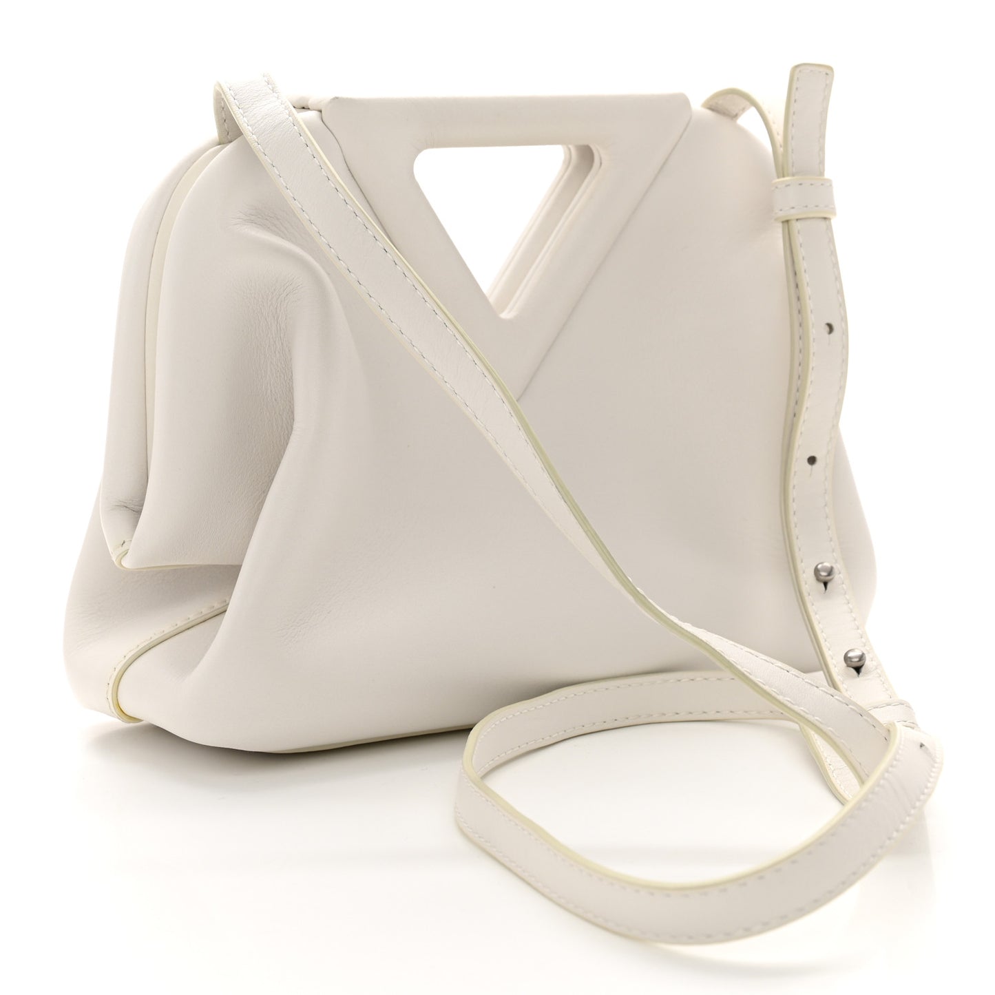 Calfskin Small The Point Triangle Bag Chalk