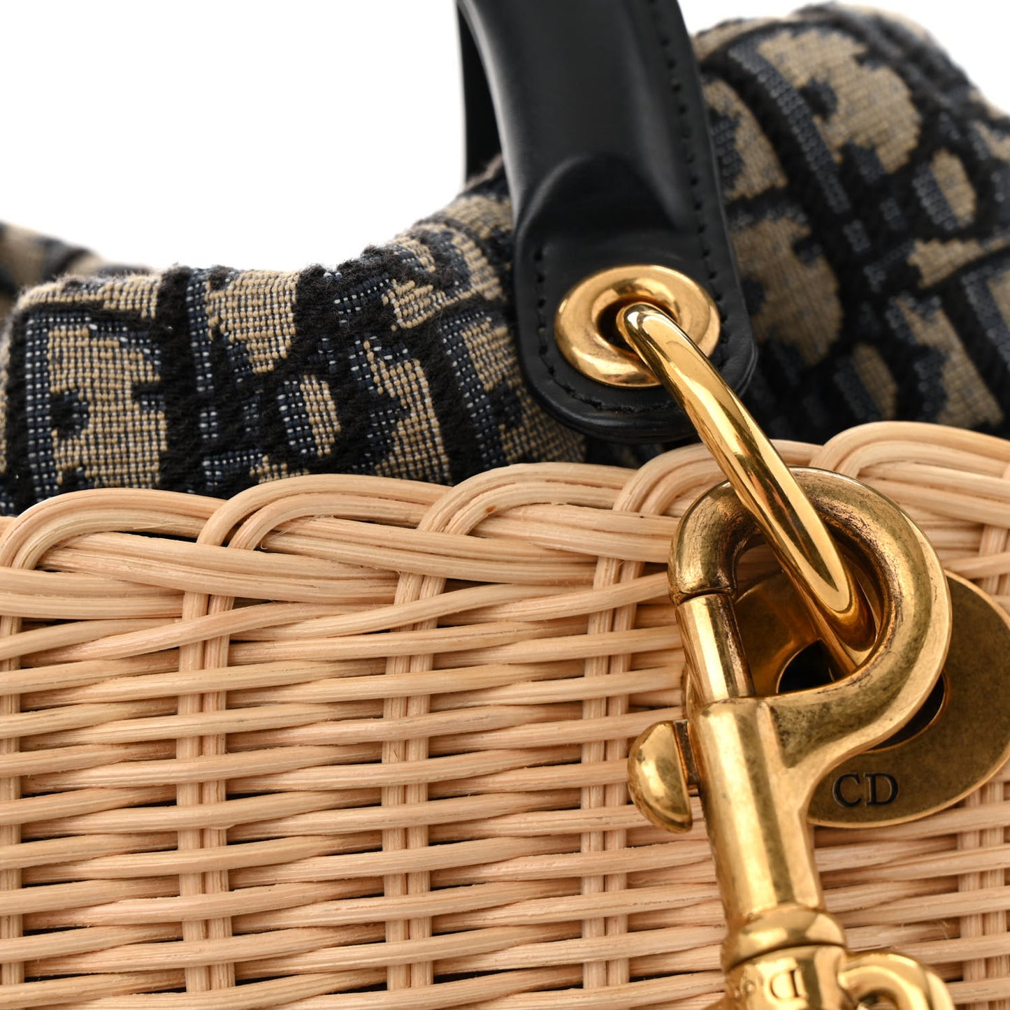 Wicker Oblique Medium Lady Dior Bag Blue