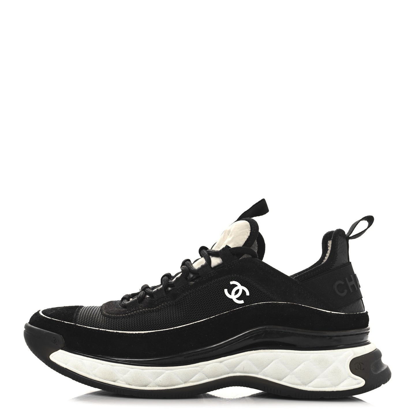 Velvet Calfskin Mixed Fibers CC Sneakers 40 Black