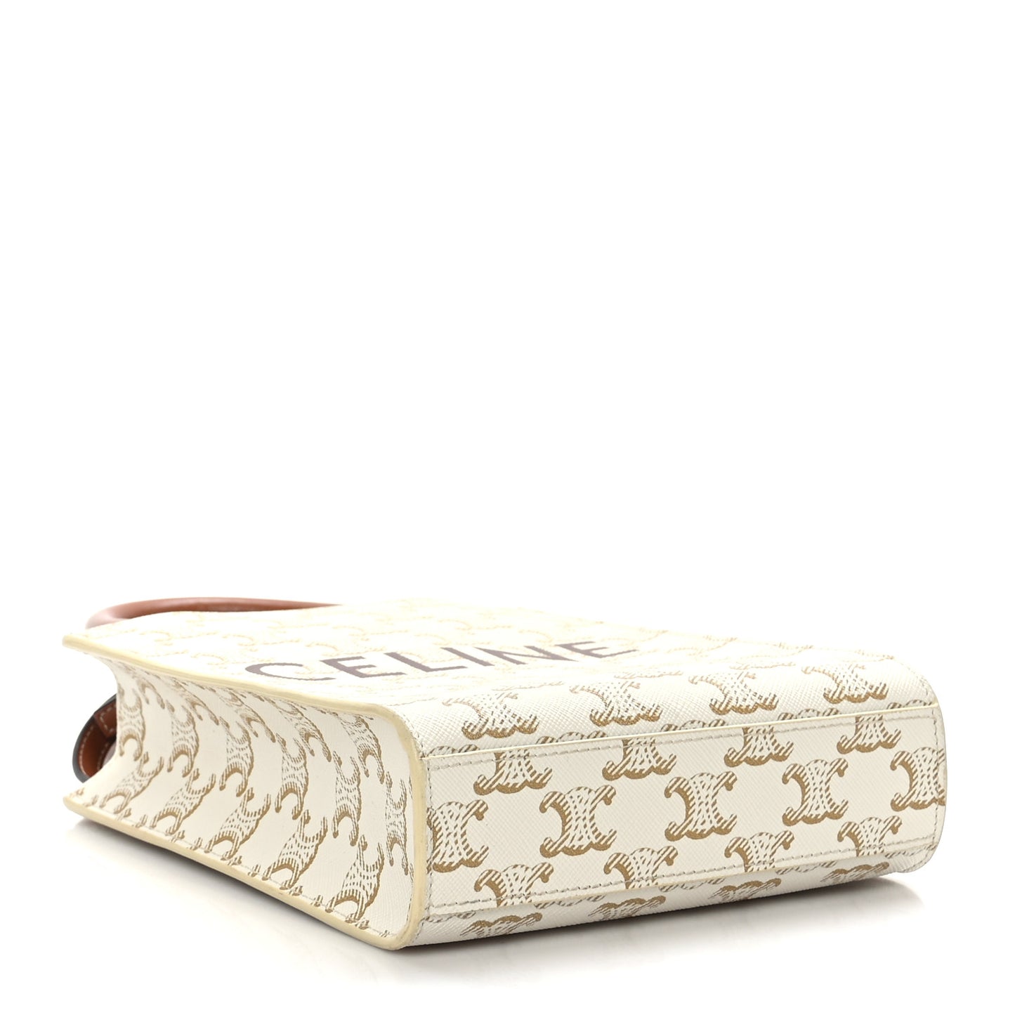 Triomphe Canvas Calfskin Mini Vertical Cabas White