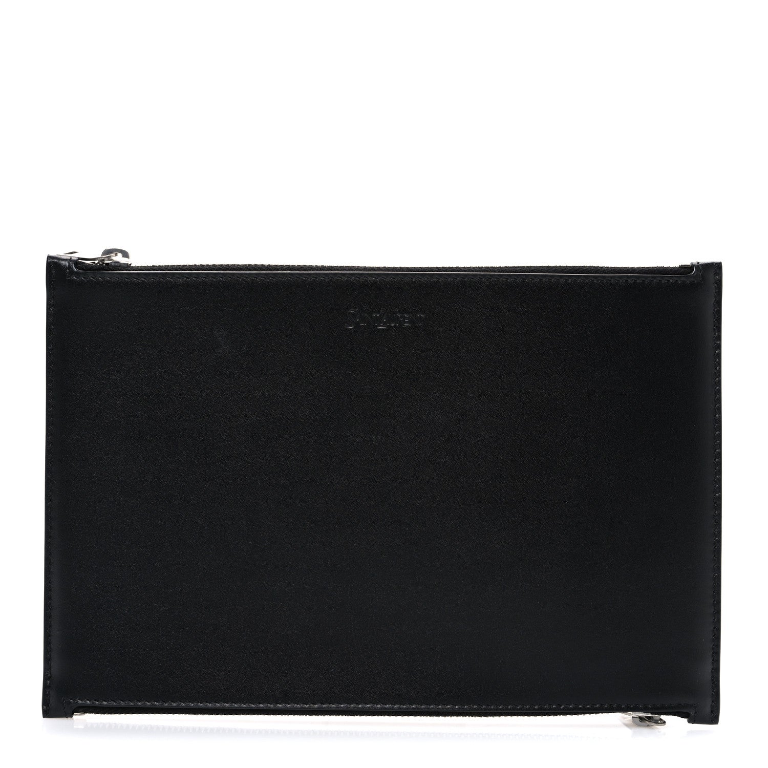 Saint Laurent Calfskin Zipped Travel Document Holder Black 1837633